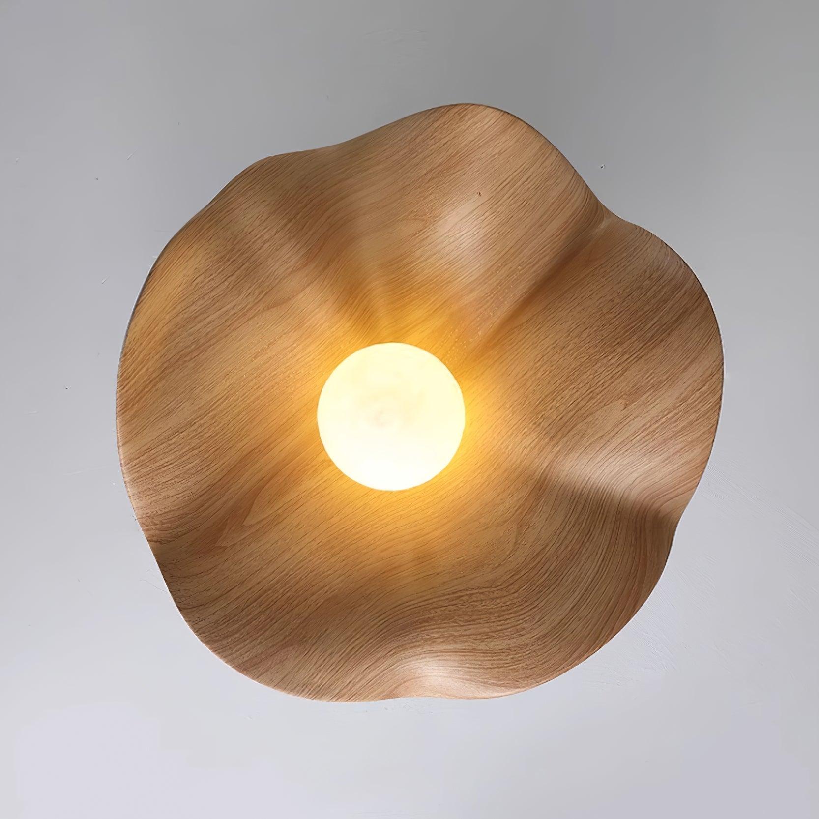 Solara Plafonnier Feuille de Lotus avec finition bois et blanc