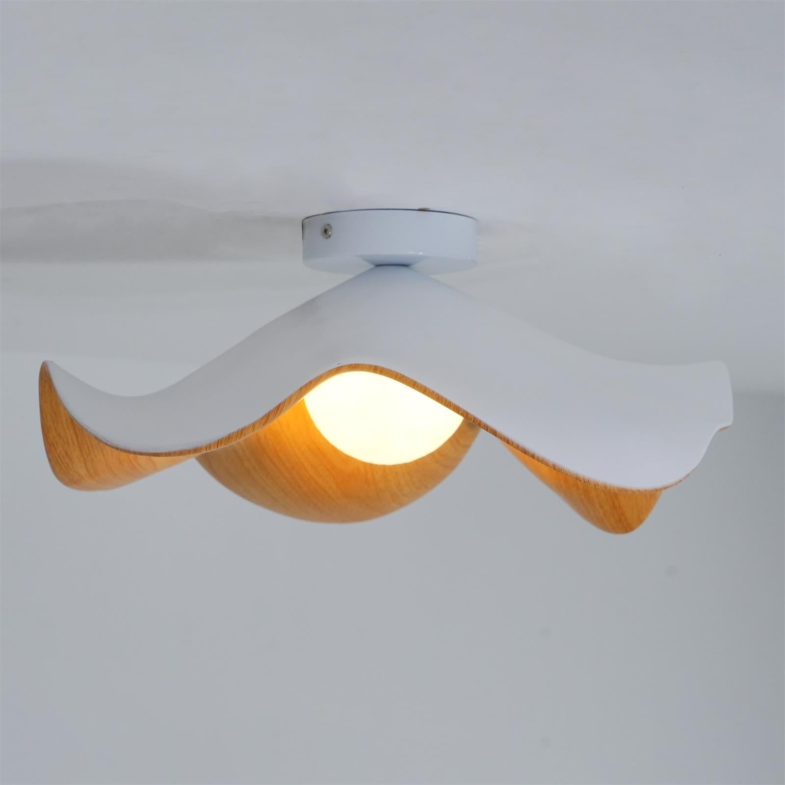Solara Plafonnier Feuille de Lotus avec finition bois et blanc
