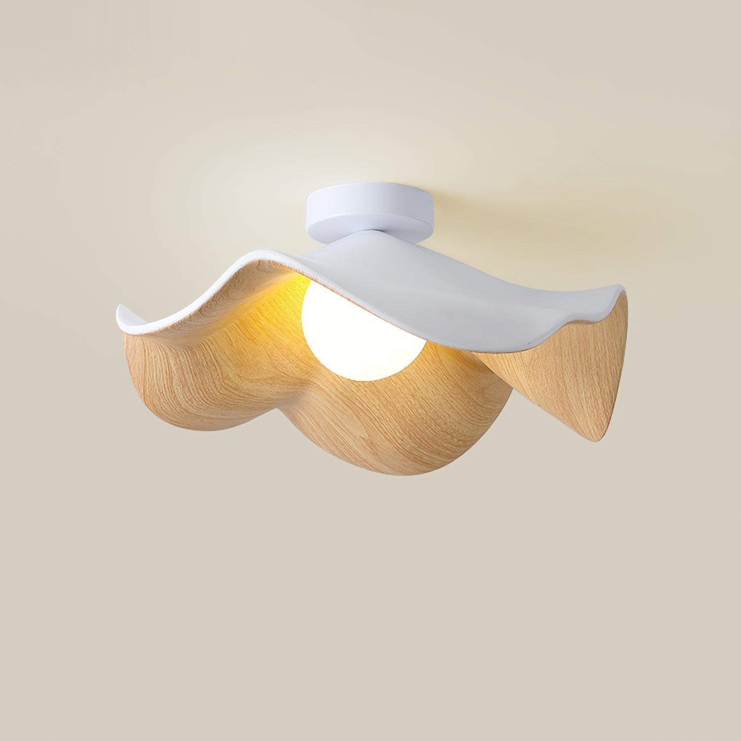 Solara Plafonnier Feuille de Lotus avec finition bois et blanc