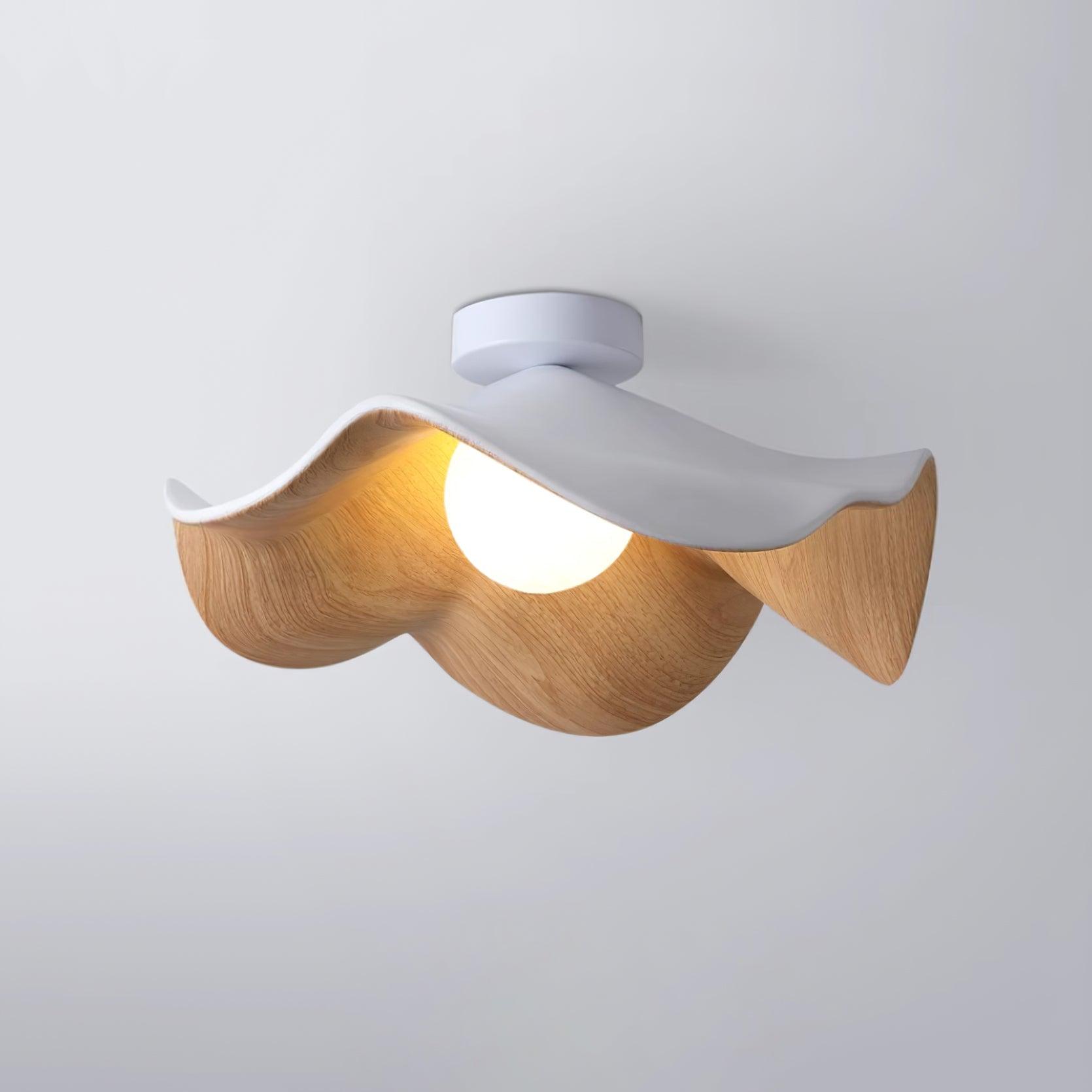 Solara Plafonnier Feuille de Lotus avec finition bois et blanc