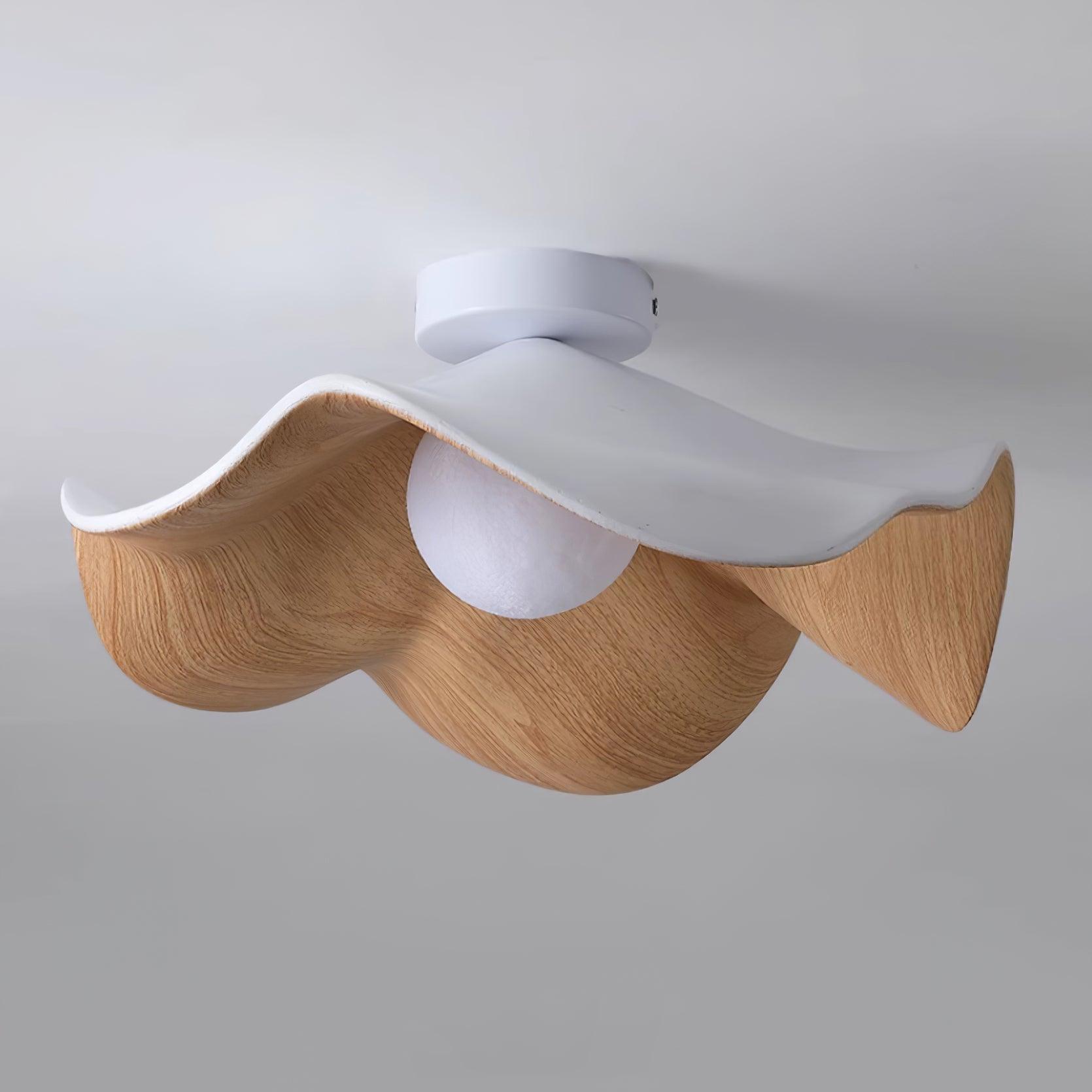 Solara Plafonnier Feuille de Lotus avec finition bois et blanc