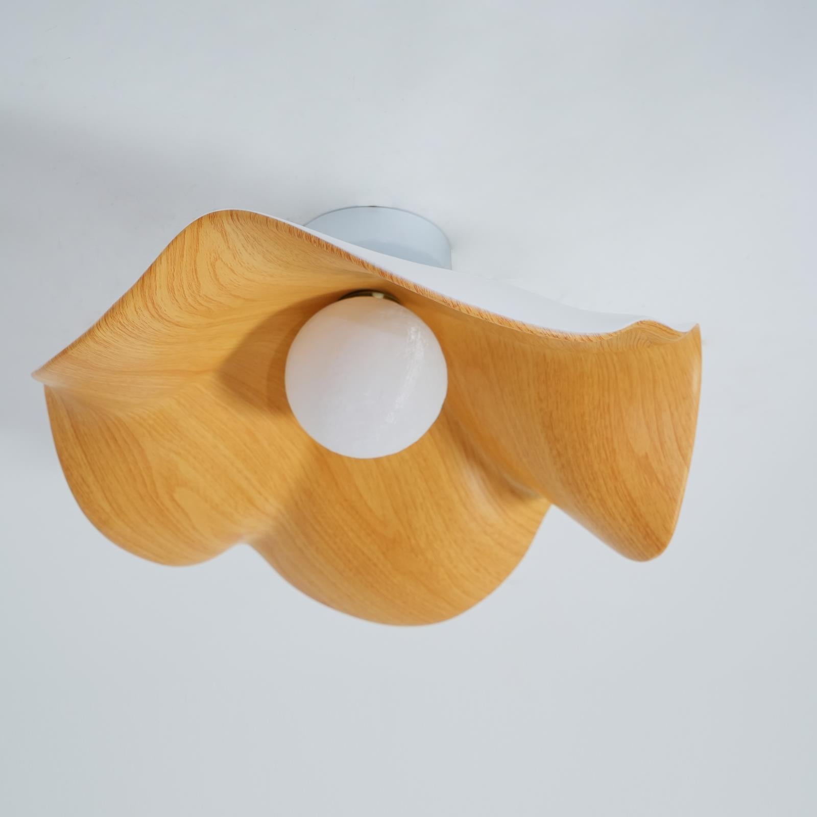 Solara Plafonnier Feuille de Lotus avec finition bois et blanc