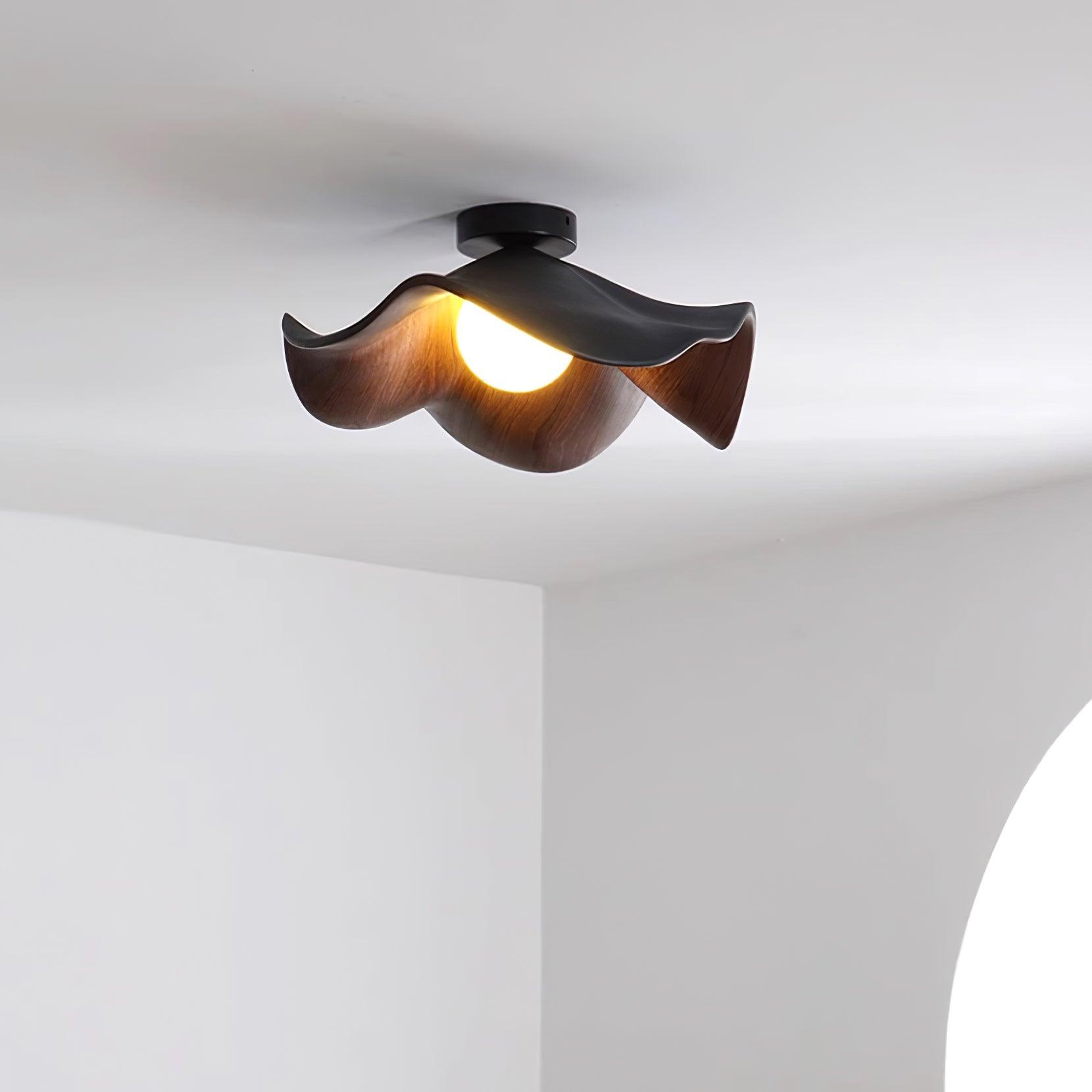 Solara Plafonnier Feuille de Lotus avec finition bois et blanc