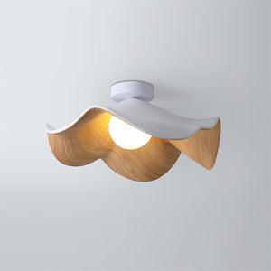 Solara Plafonnier Feuille de Lotus avec finition bois et blanc