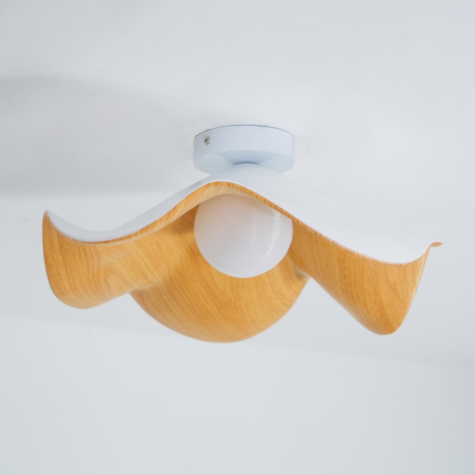 Solara Plafonnier Feuille de Lotus avec finition bois et blanc
