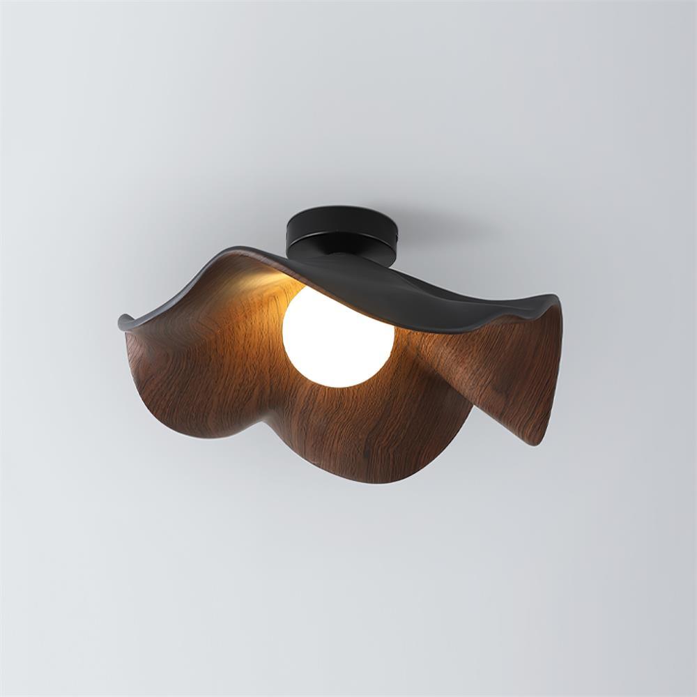 Solara Plafonnier Feuille de Lotus avec finition bois et blanc