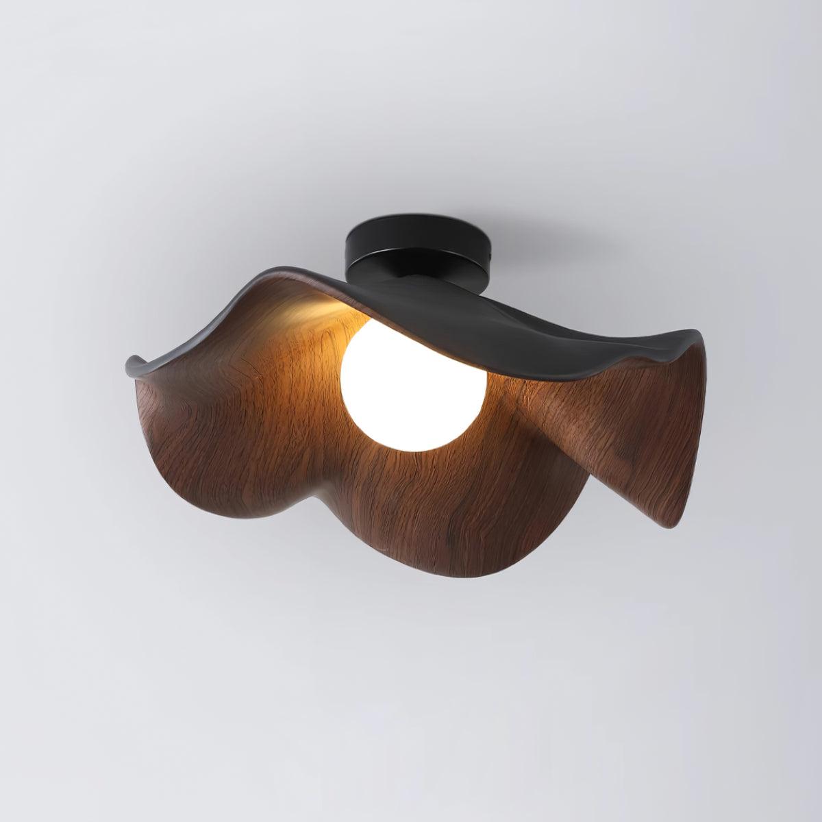 Solara Plafonnier Feuille de Lotus avec finition bois et blanc