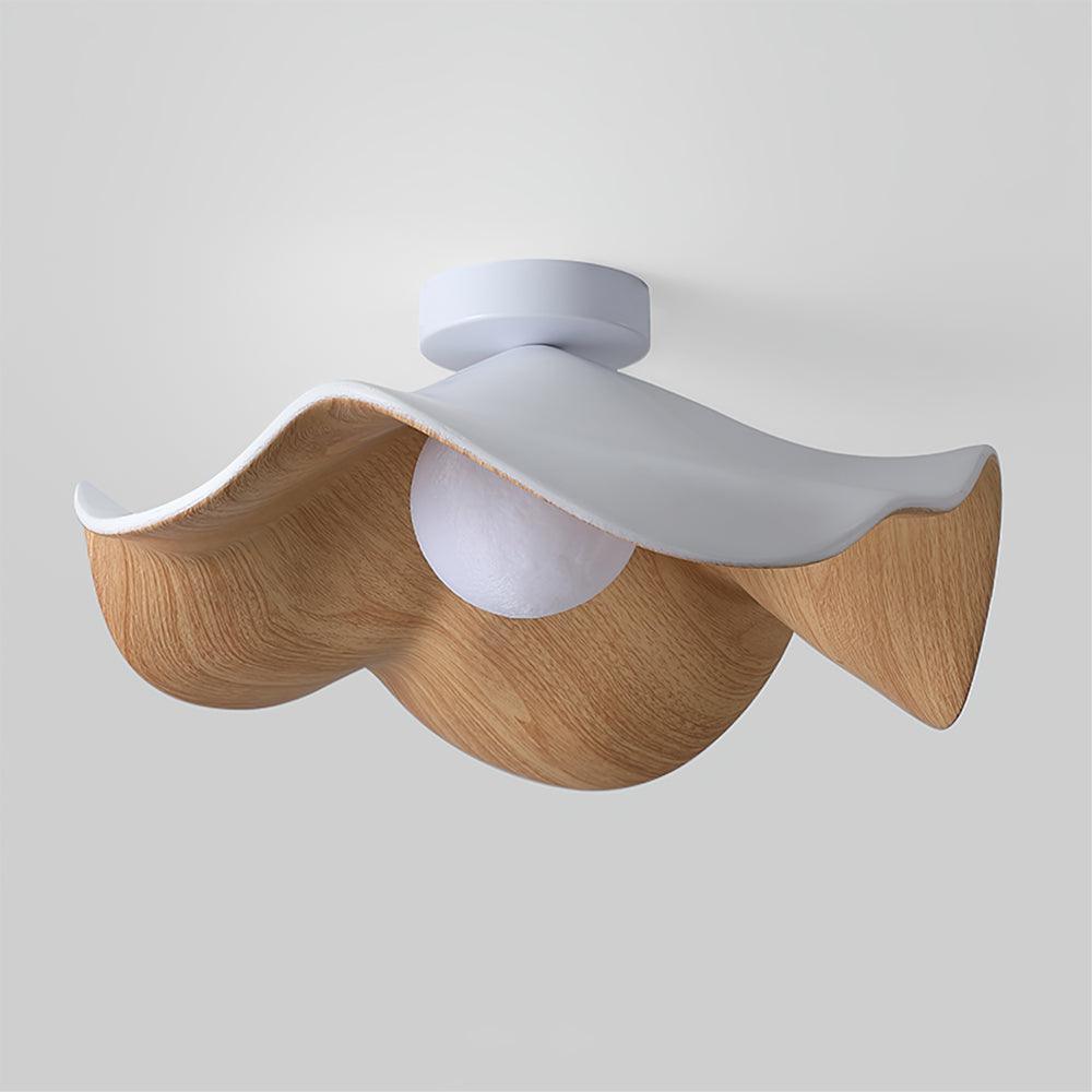 Solara Plafonnier Feuille de Lotus avec finition bois et blanc
