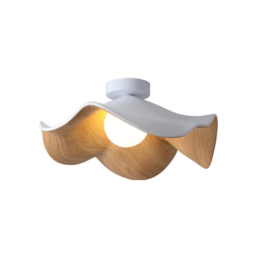 Solara Plafonnier Feuille de Lotus avec finition bois et blanc