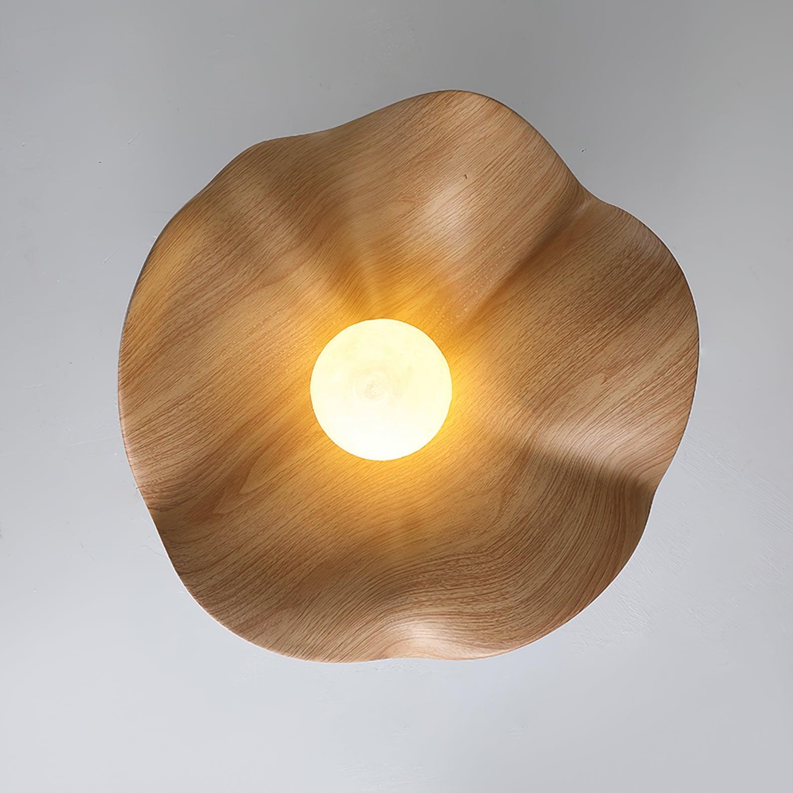 Solara Plafonnier Feuille de Lotus avec finition bois et blanc