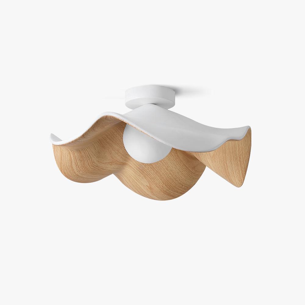 Solara Plafonnier Feuille de Lotus avec finition bois et blanc