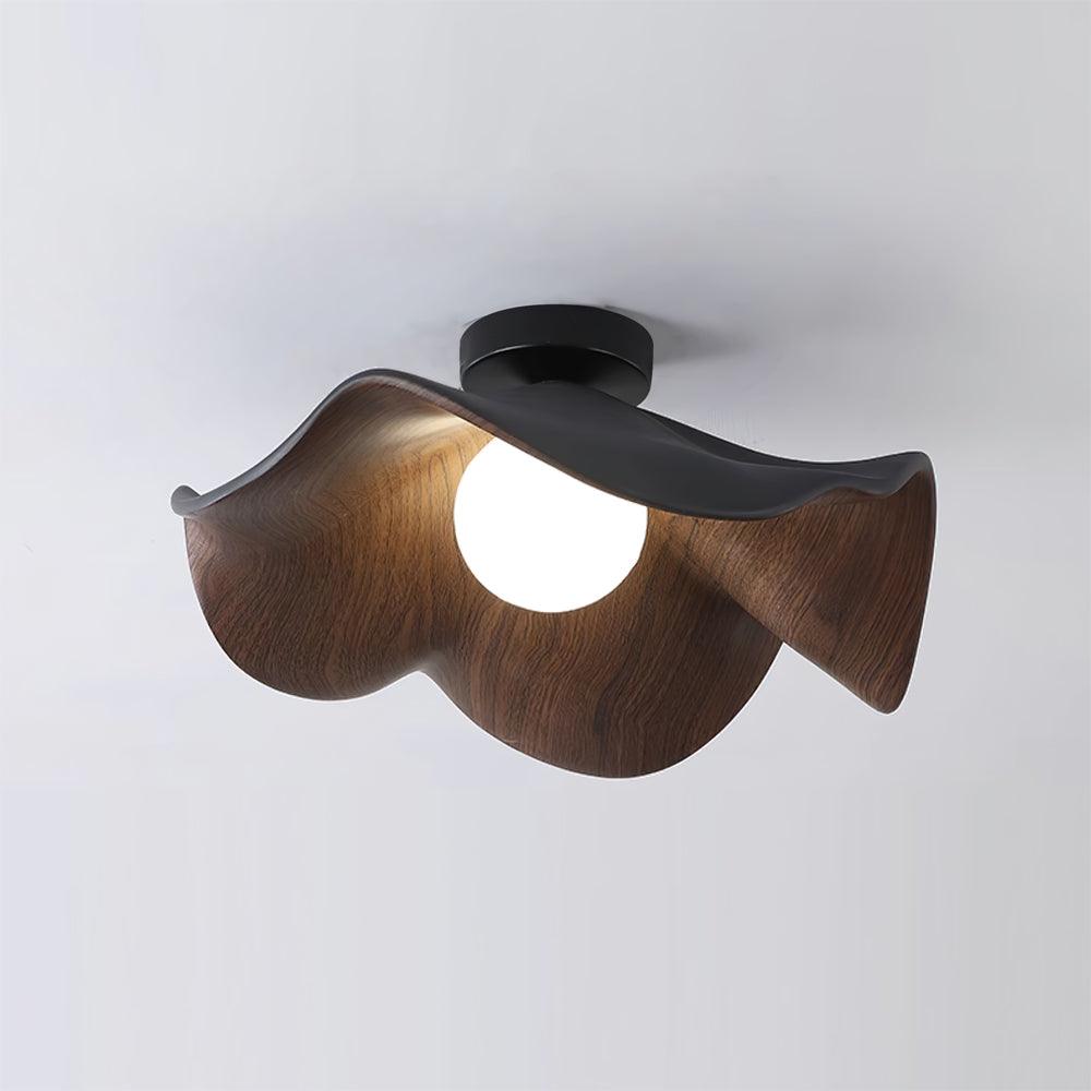 Solara Plafonnier Feuille de Lotus avec finition bois et blanc