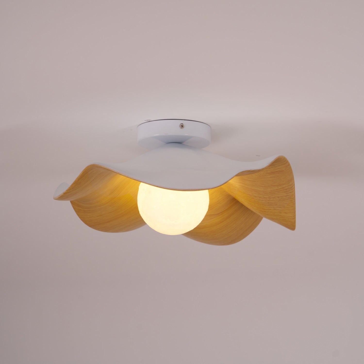 Solara Plafonnier Feuille de Lotus avec finition bois et blanc