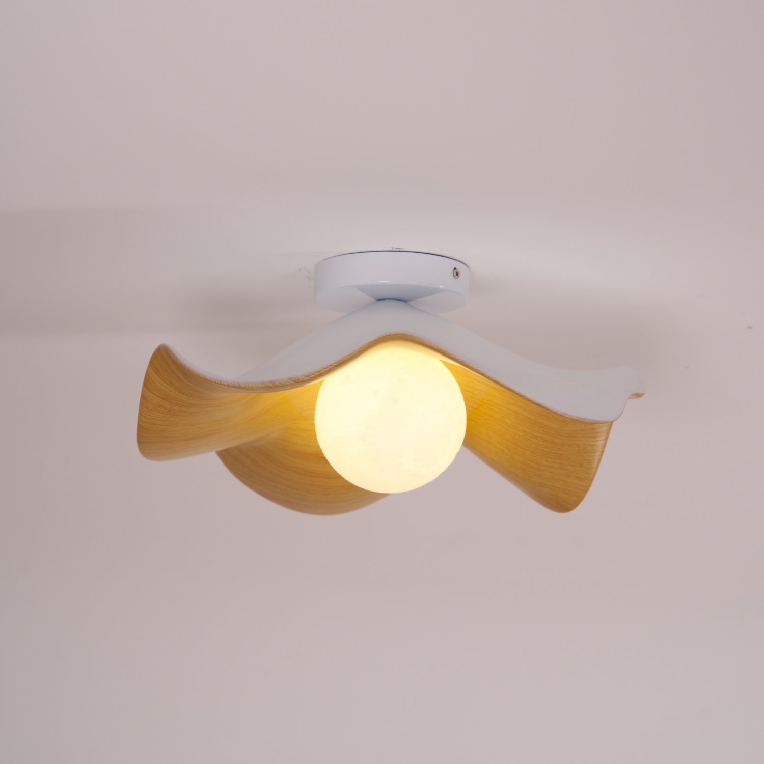 Solara Plafonnier Feuille de Lotus avec finition bois et blanc