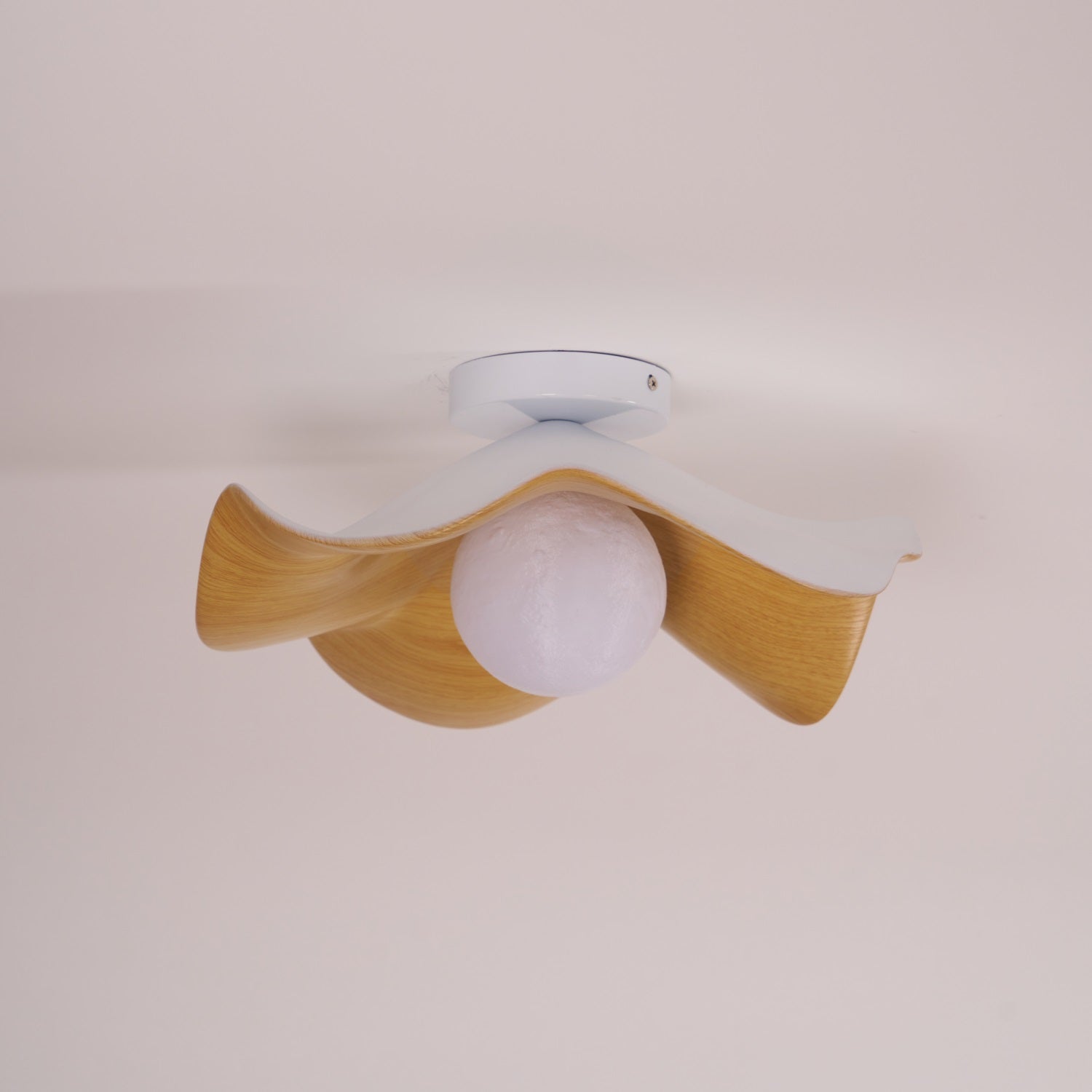 Solara Plafonnier Feuille de Lotus avec finition bois et blanc