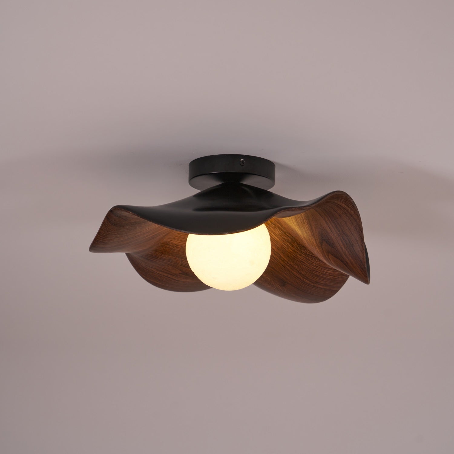 Solara Plafonnier Feuille de Lotus avec finition bois et blanc
