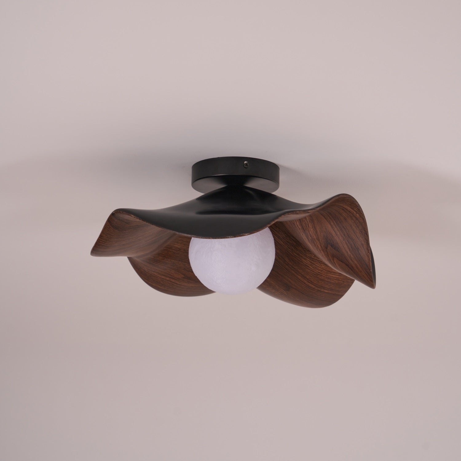 Solara Plafonnier Feuille de Lotus avec finition bois et blanc