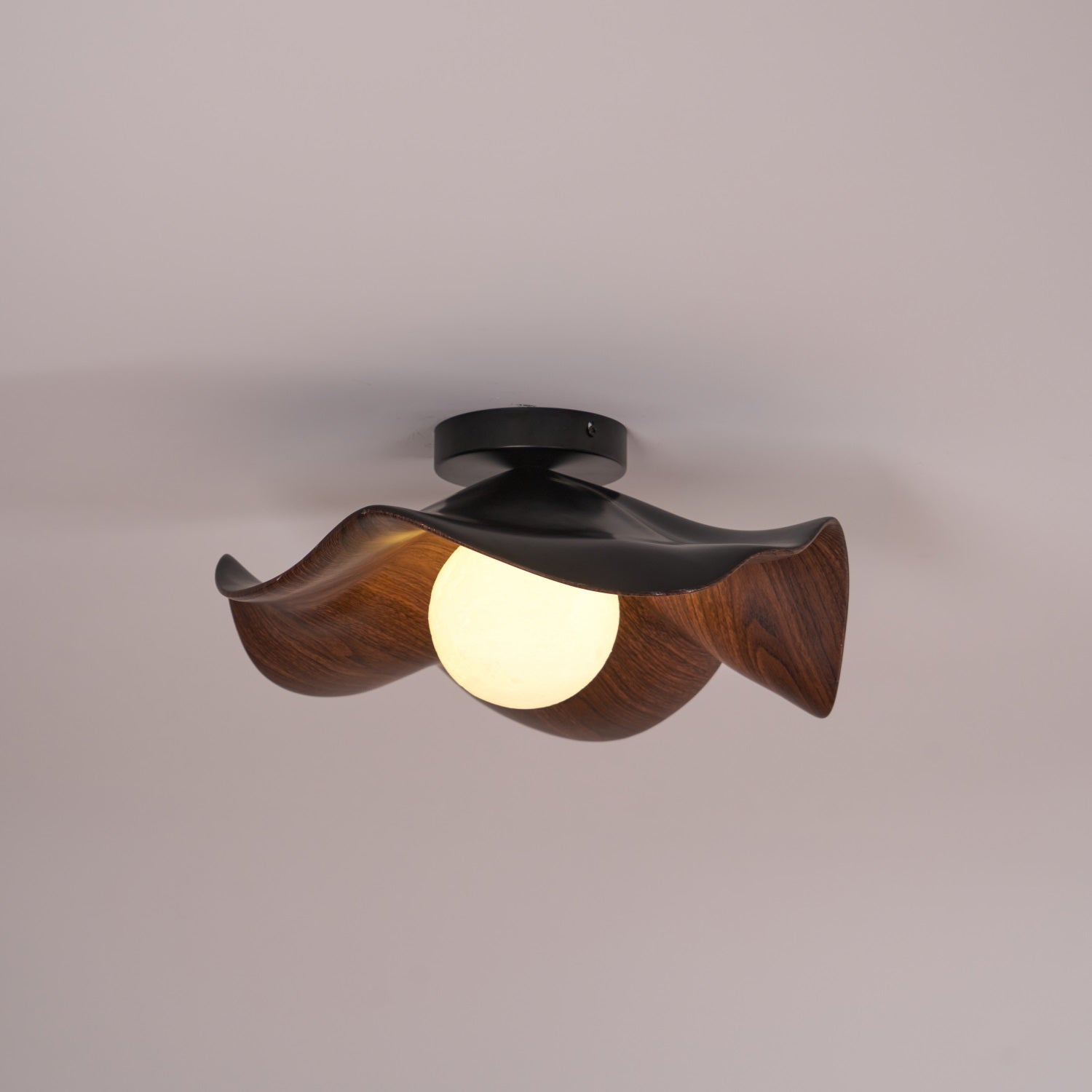 Solara Plafonnier Feuille de Lotus avec finition bois et blanc