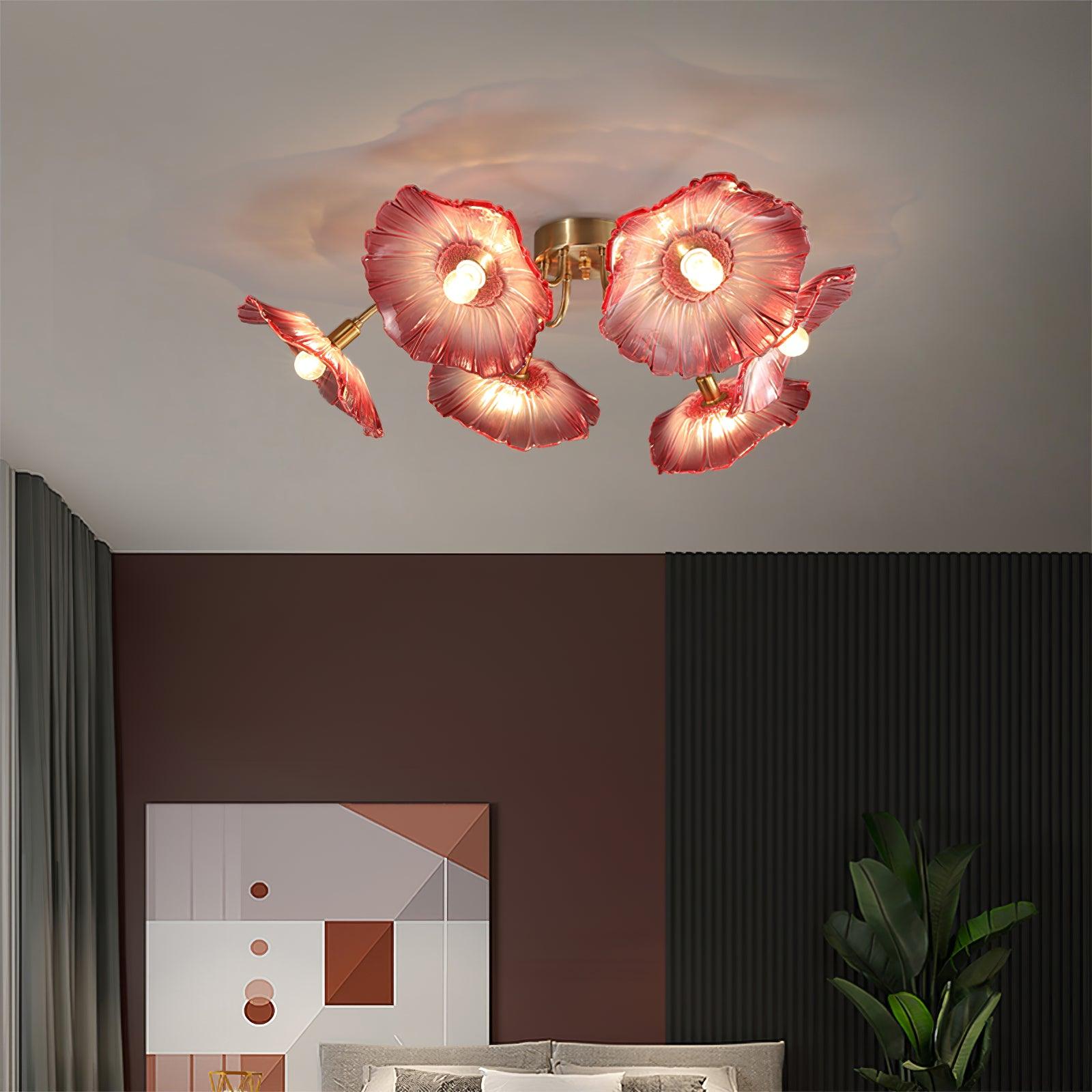 Solara Plafonnier en Verre Feuille avec Laiton Élégant
