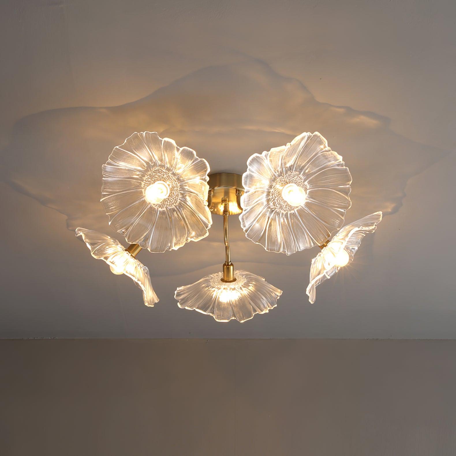 Solara Plafonnier en Verre Feuille avec Laiton Élégant