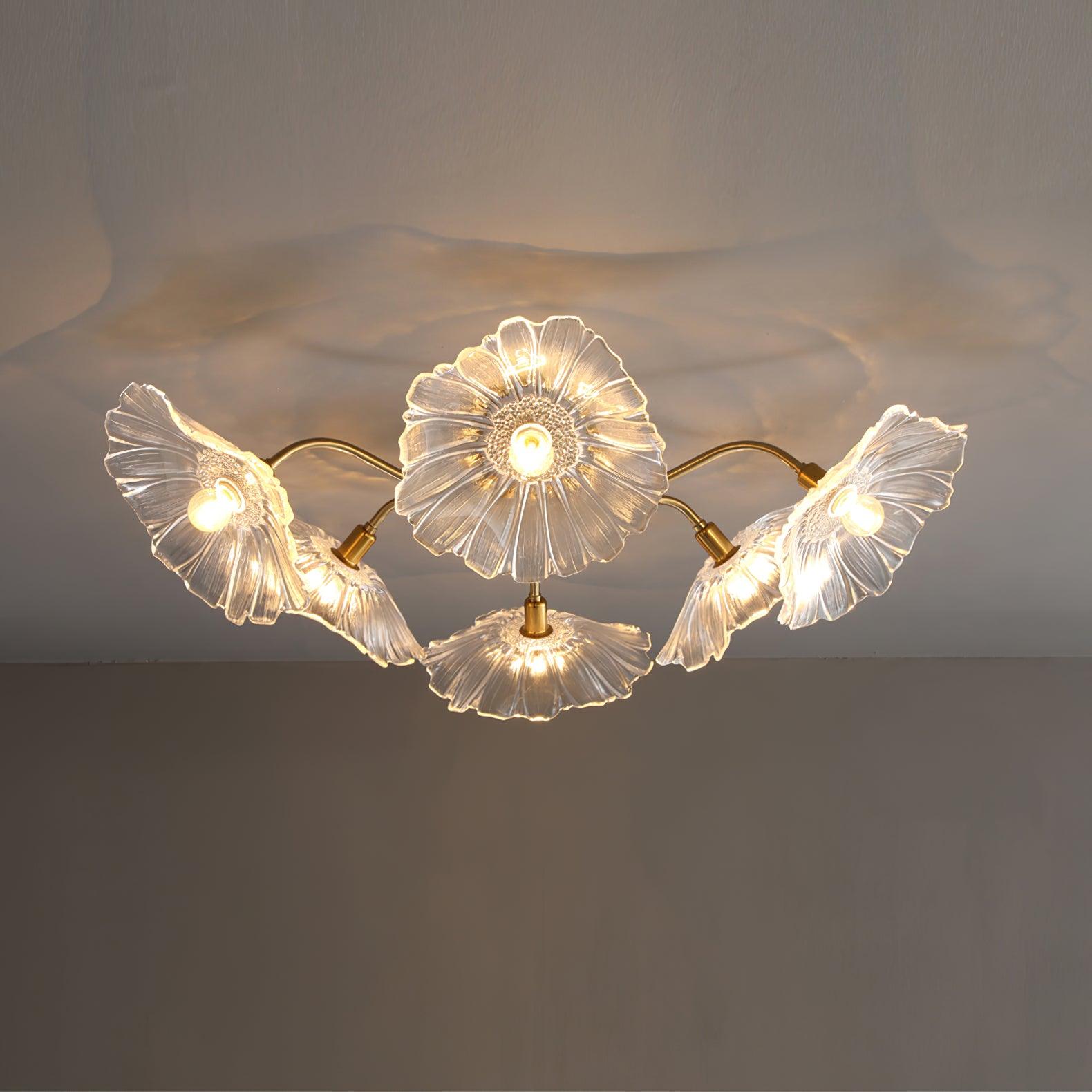 Solara Plafonnier en Verre Feuille avec Laiton Élégant
