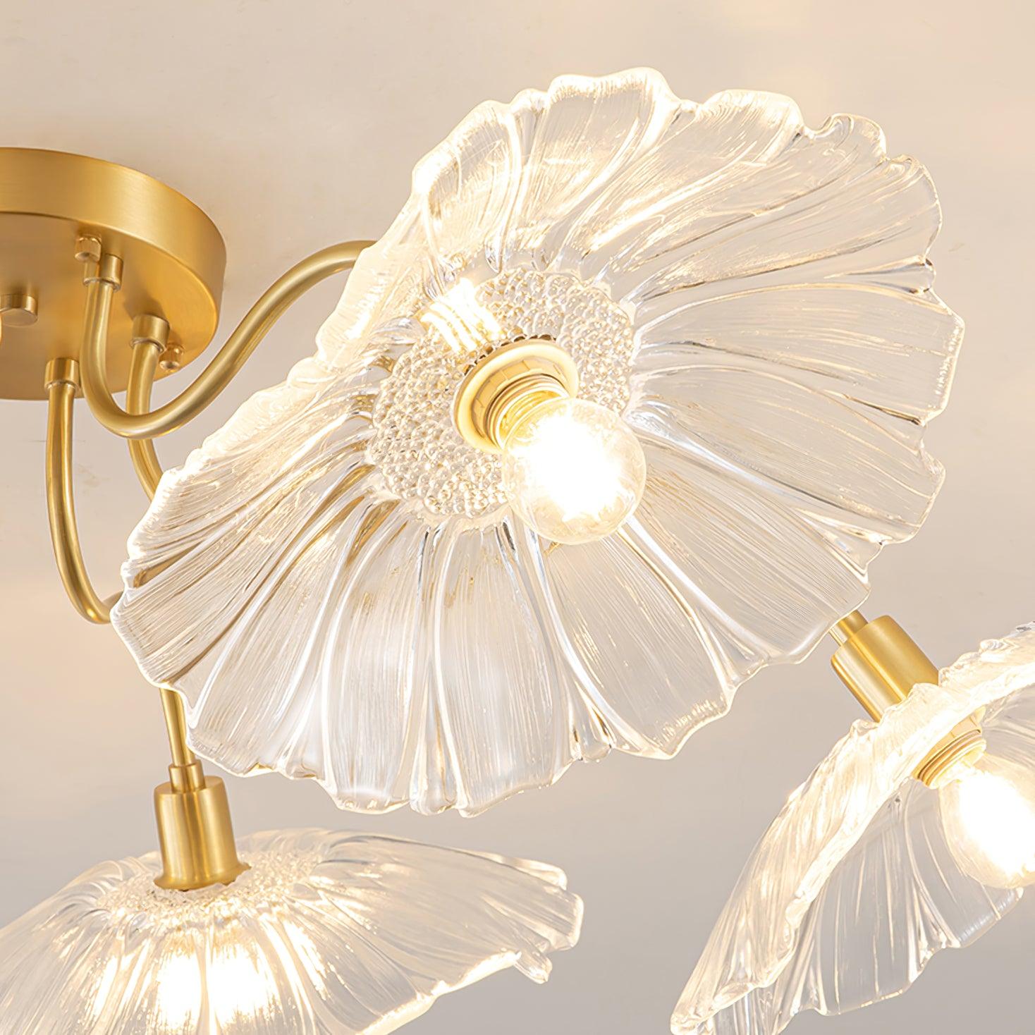 Solara Plafonnier en Verre Feuille avec Laiton Élégant