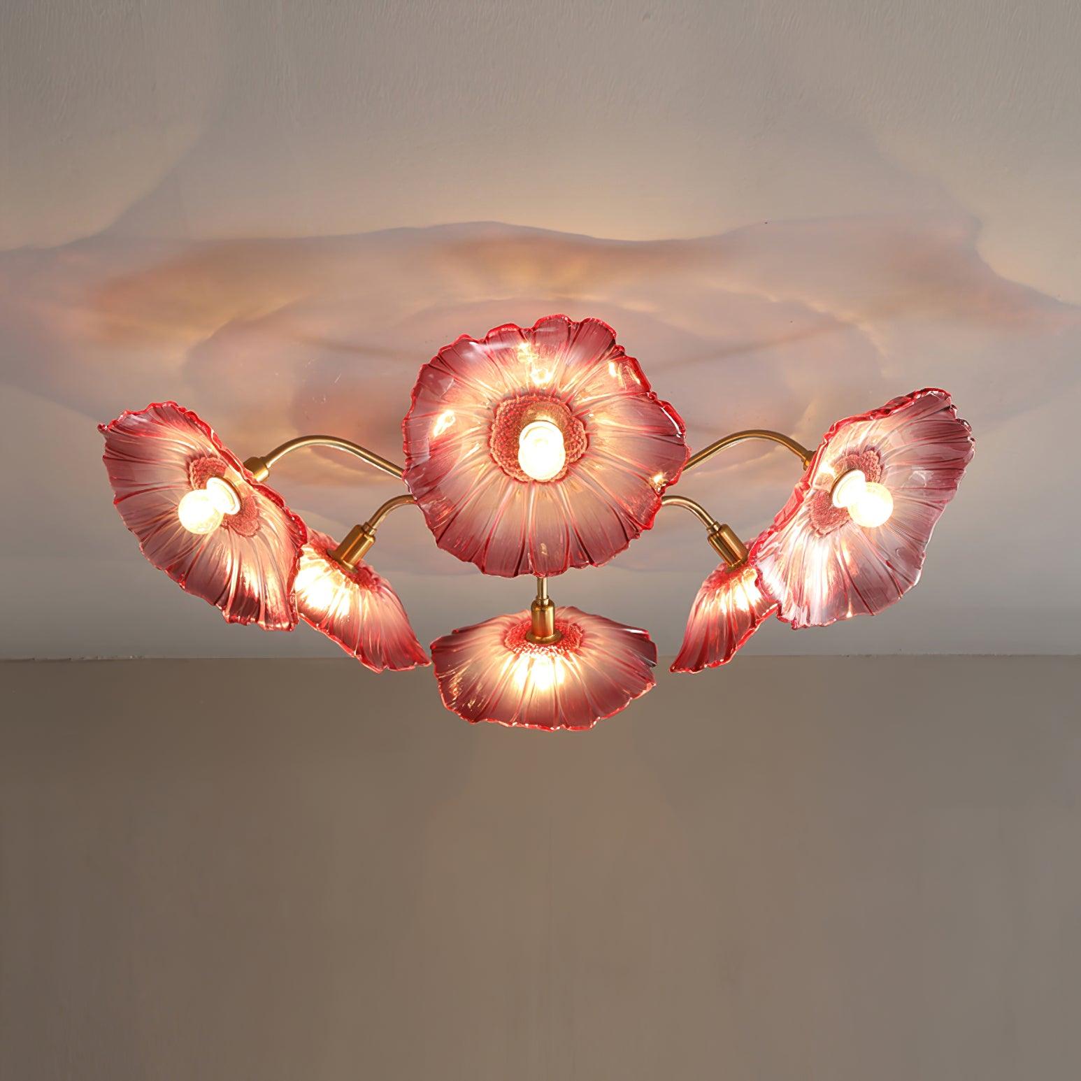 Solara Plafonnier en Verre Feuille avec Laiton Élégant