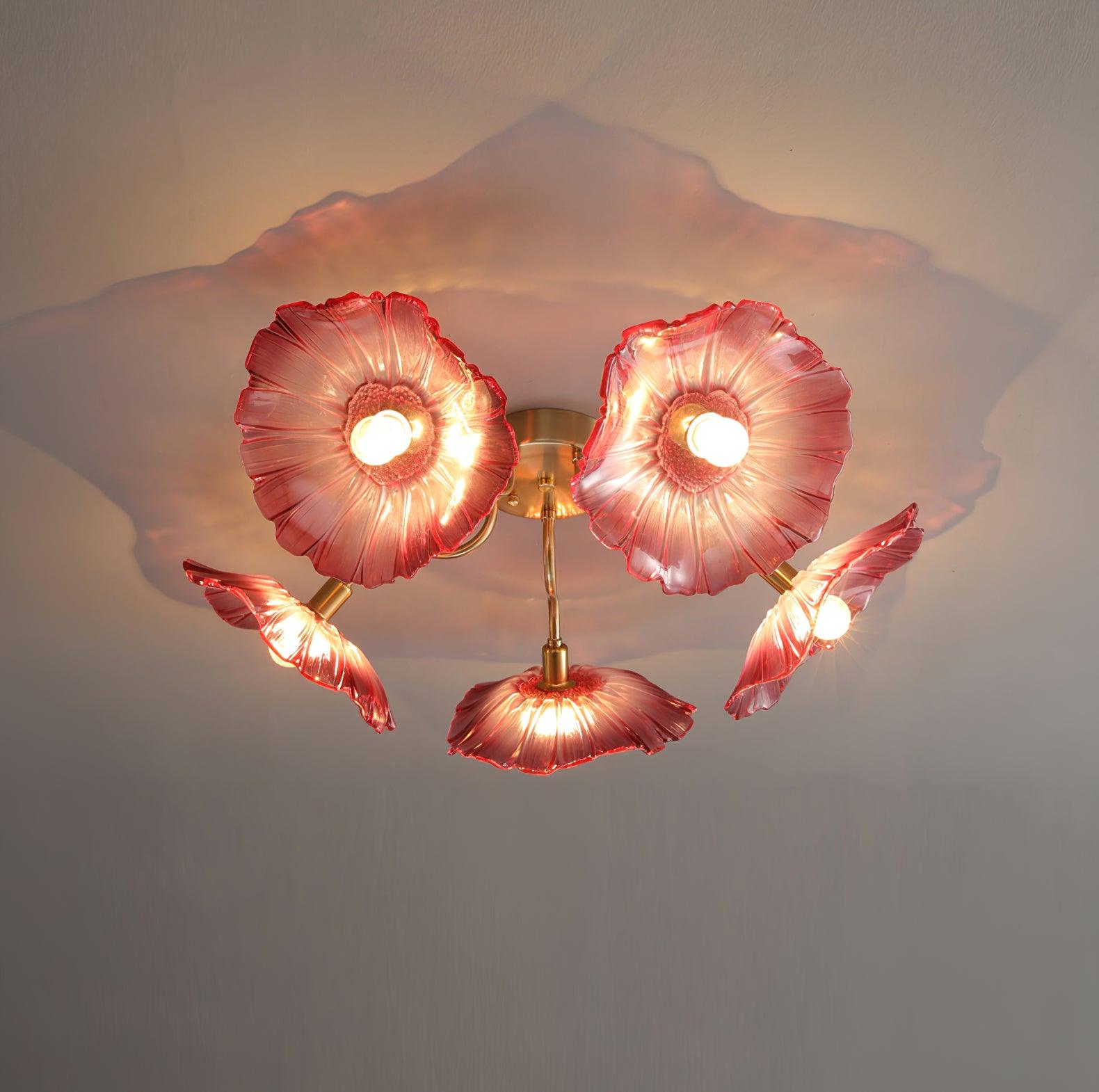 Solara Plafonnier en Verre Feuille avec Laiton Élégant