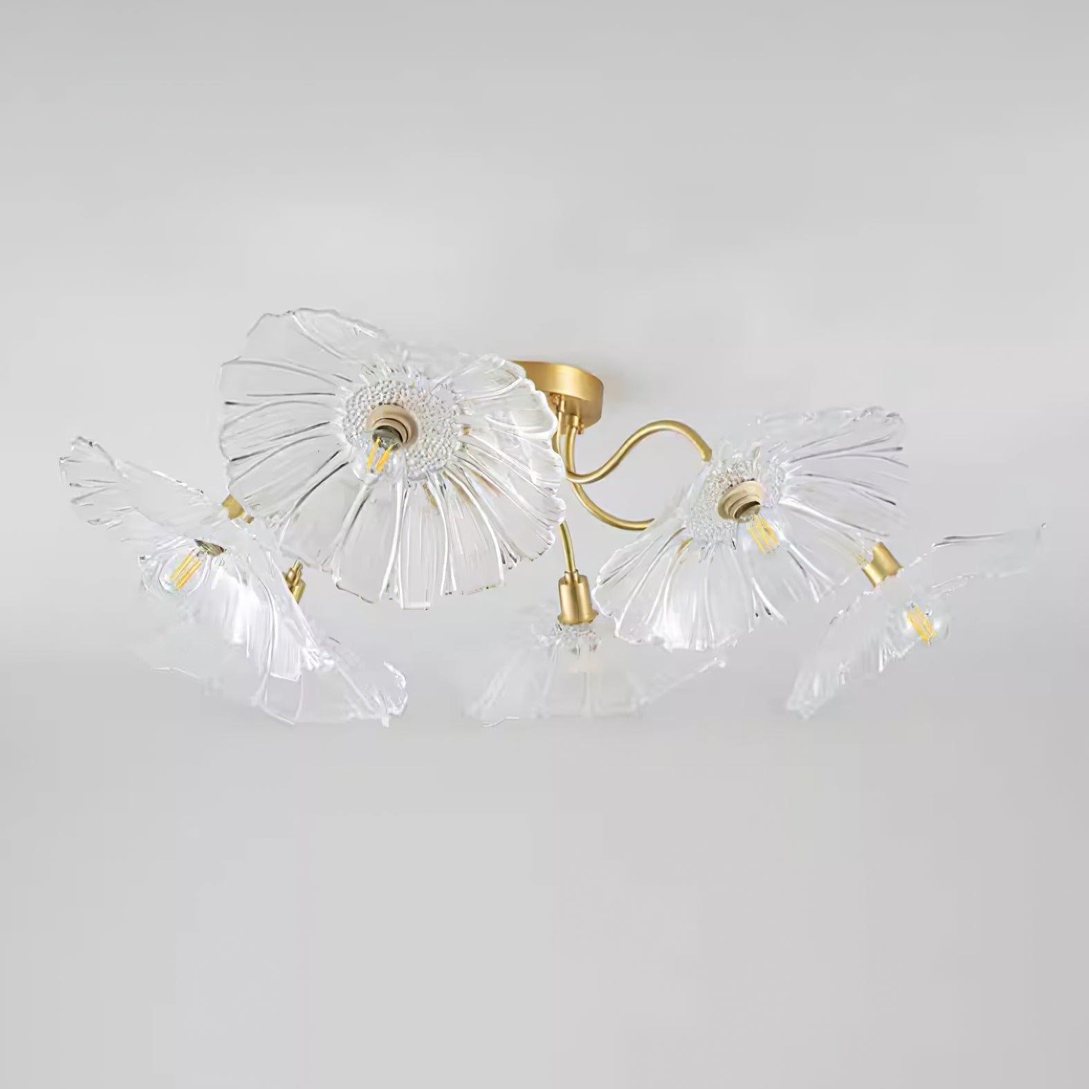 Solara Plafonnier en Verre Feuille avec Laiton Élégant