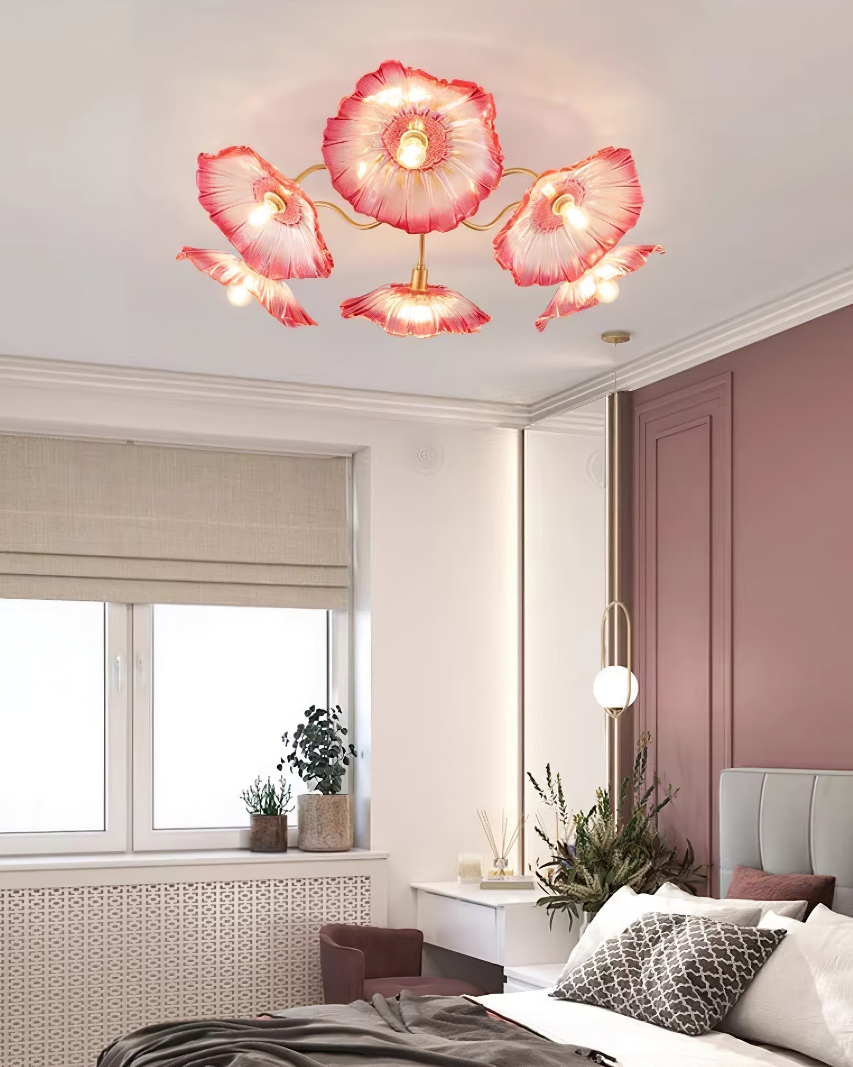 Solara Plafonnier en Verre Feuille avec Laiton Élégant