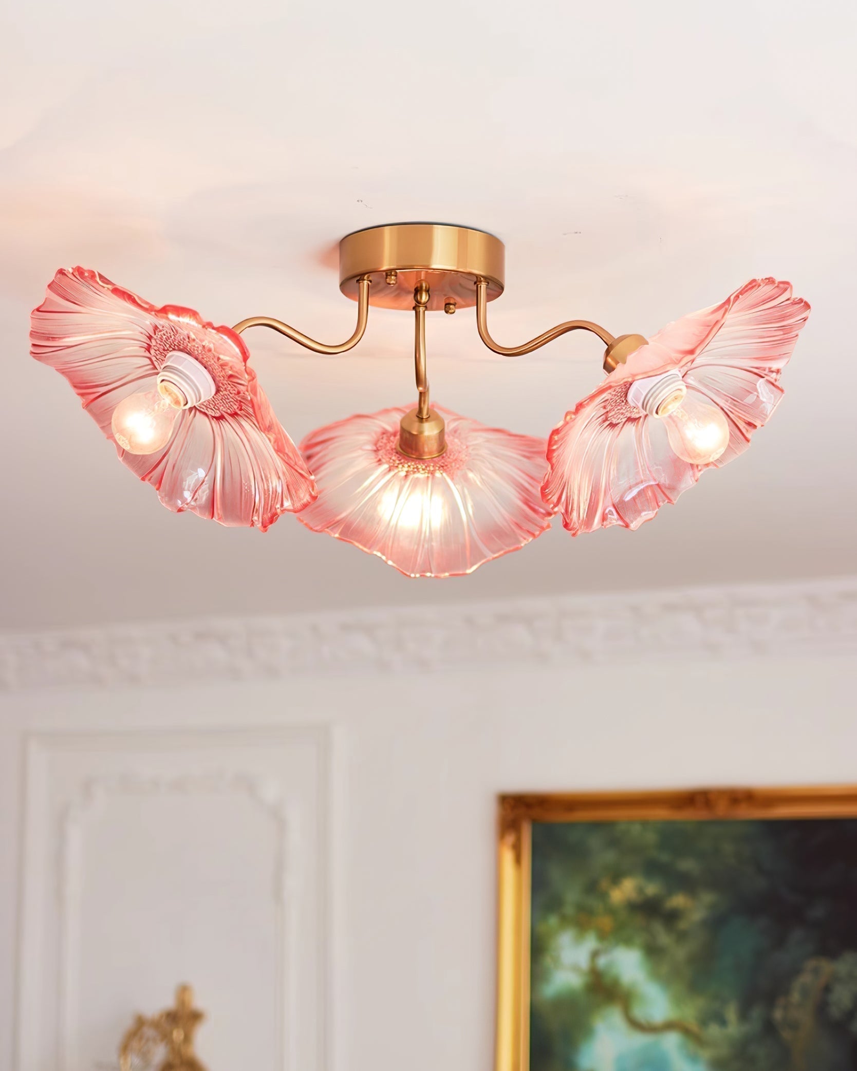 Solara Plafonnier en Verre Feuille avec Laiton Élégant