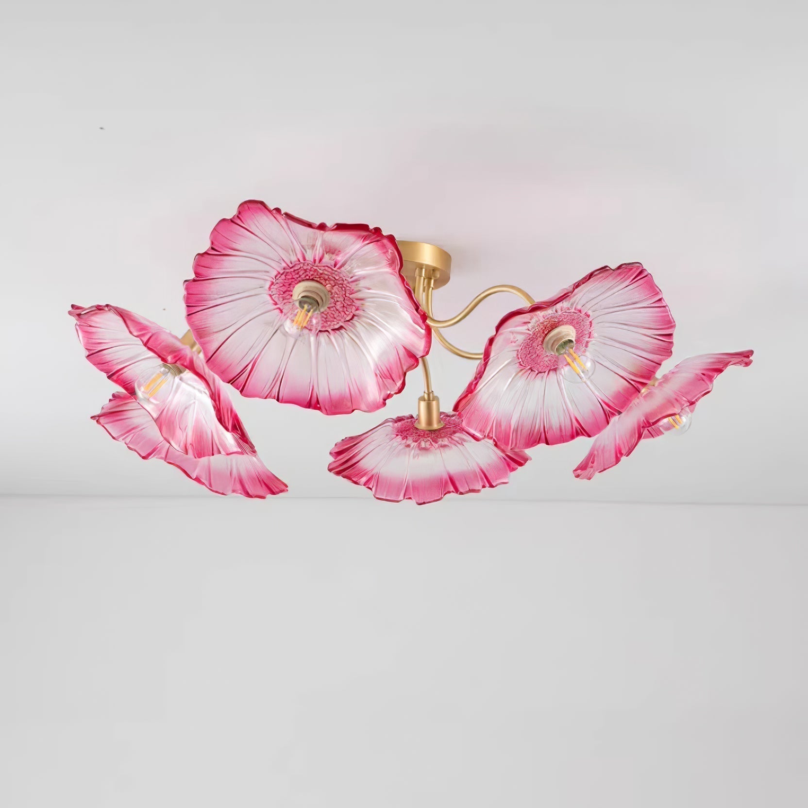 Solara Plafonnier en Verre Feuille avec Laiton Élégant