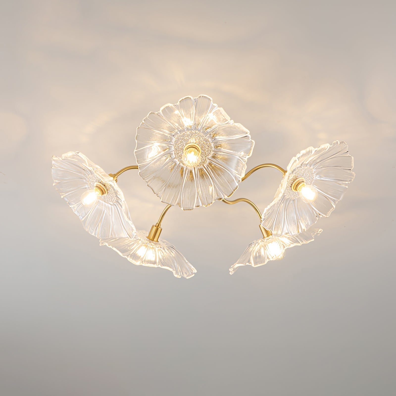 Solara Plafonnier en Verre Feuille avec Laiton Élégant