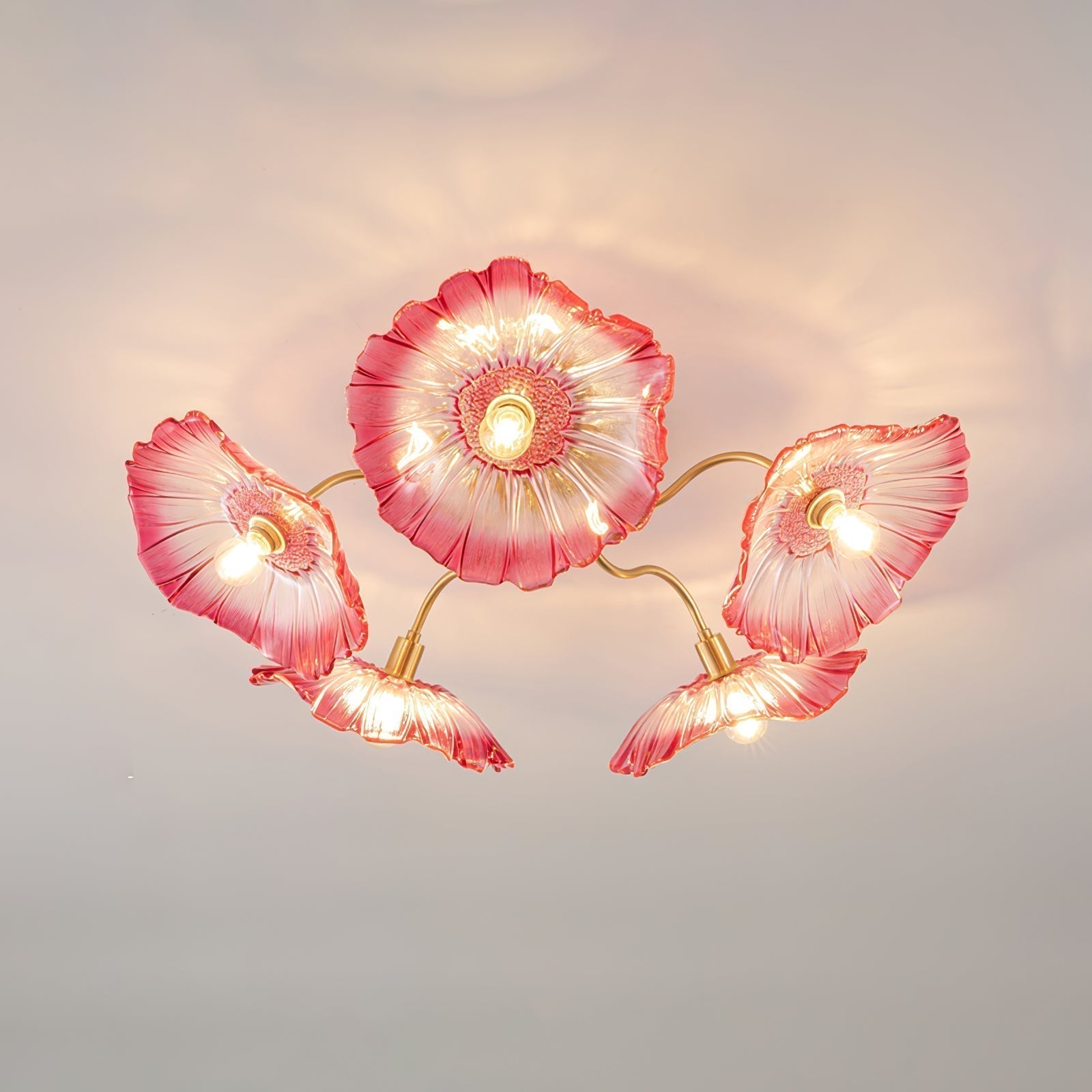 Solara Plafonnier en Verre Feuille avec Laiton Élégant