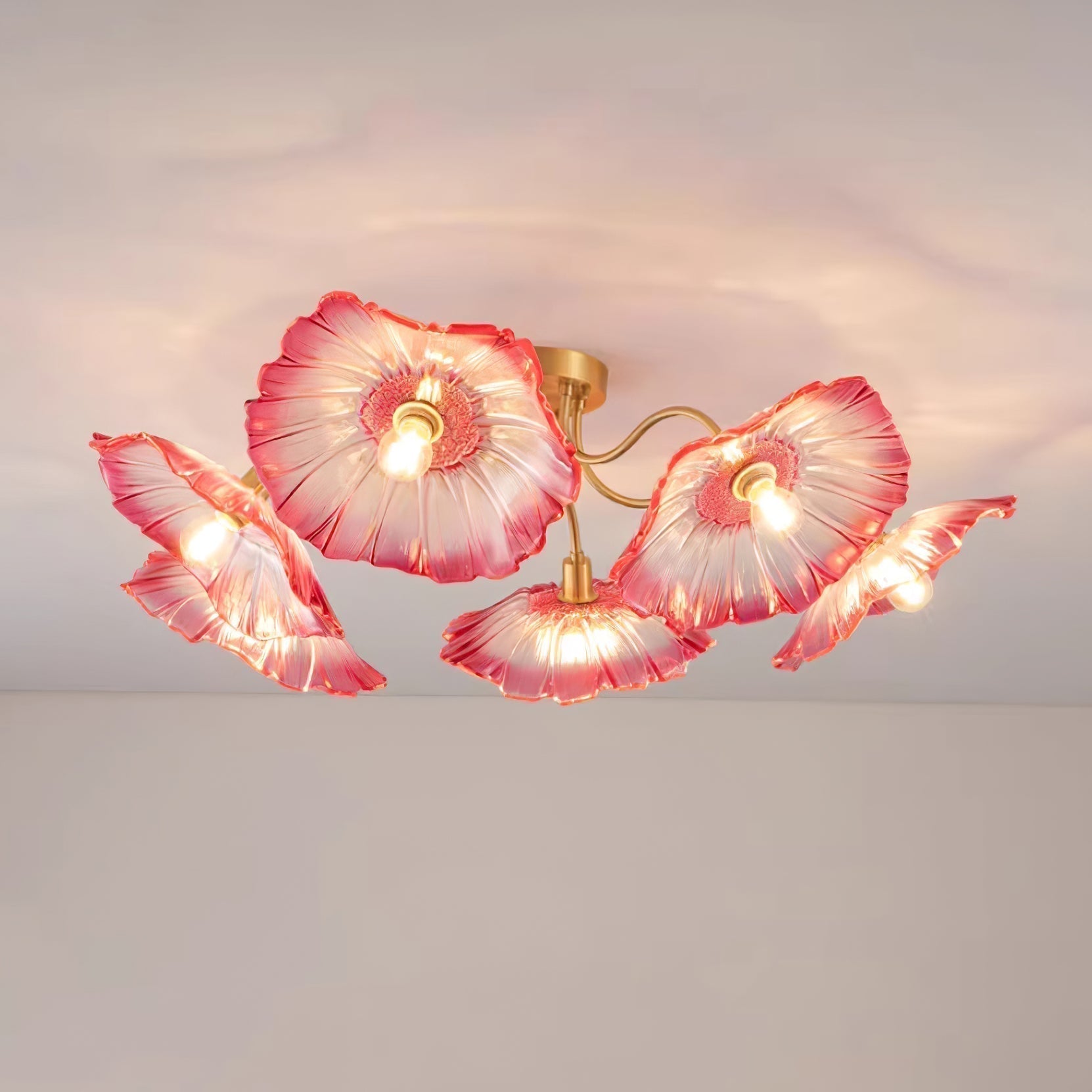 Solara Plafonnier en Verre Feuille avec Laiton Élégant