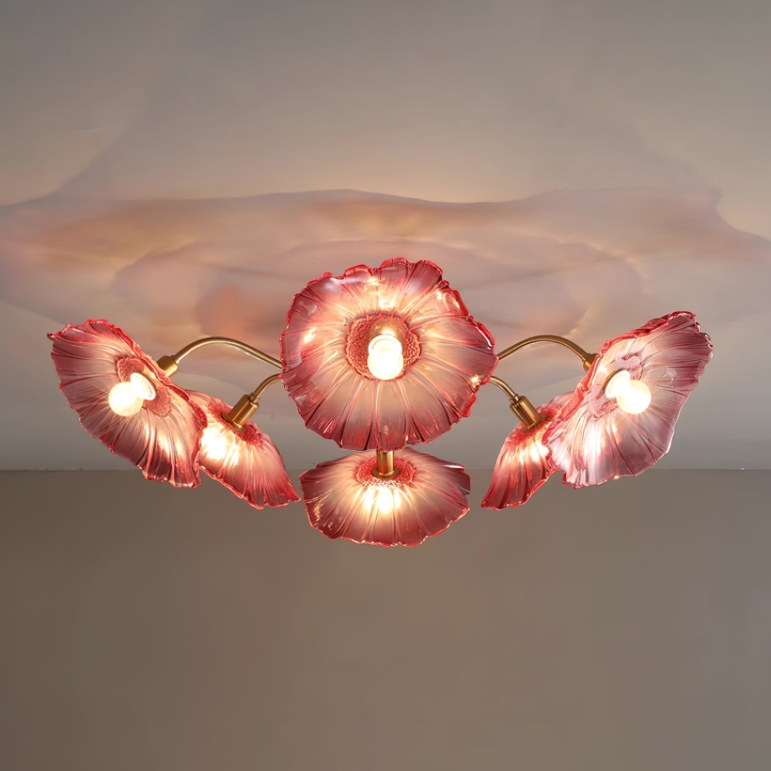 Solara Plafonnier en Verre Feuille avec Laiton Élégant