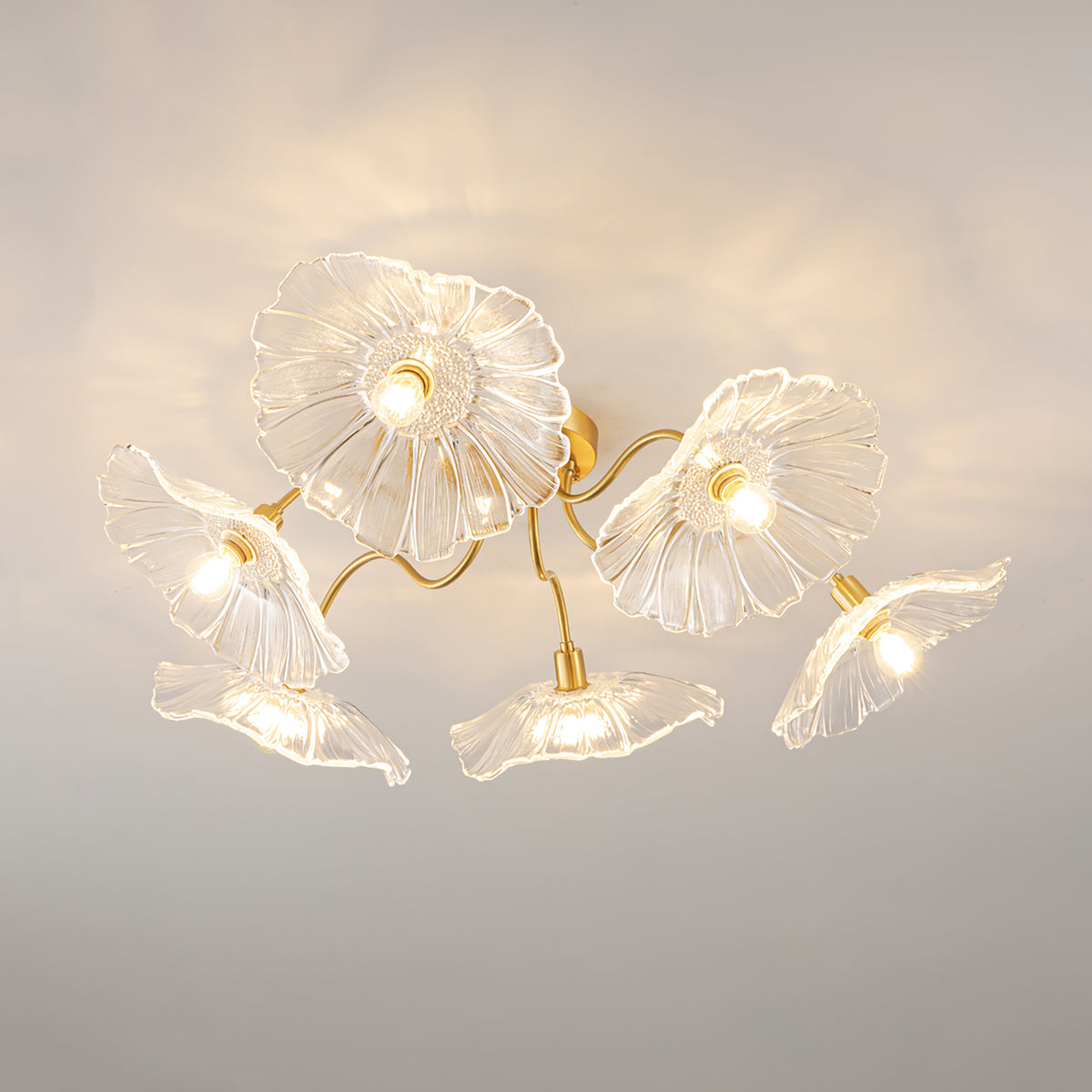 Solara Plafonnier en Verre Feuille avec Laiton Élégant