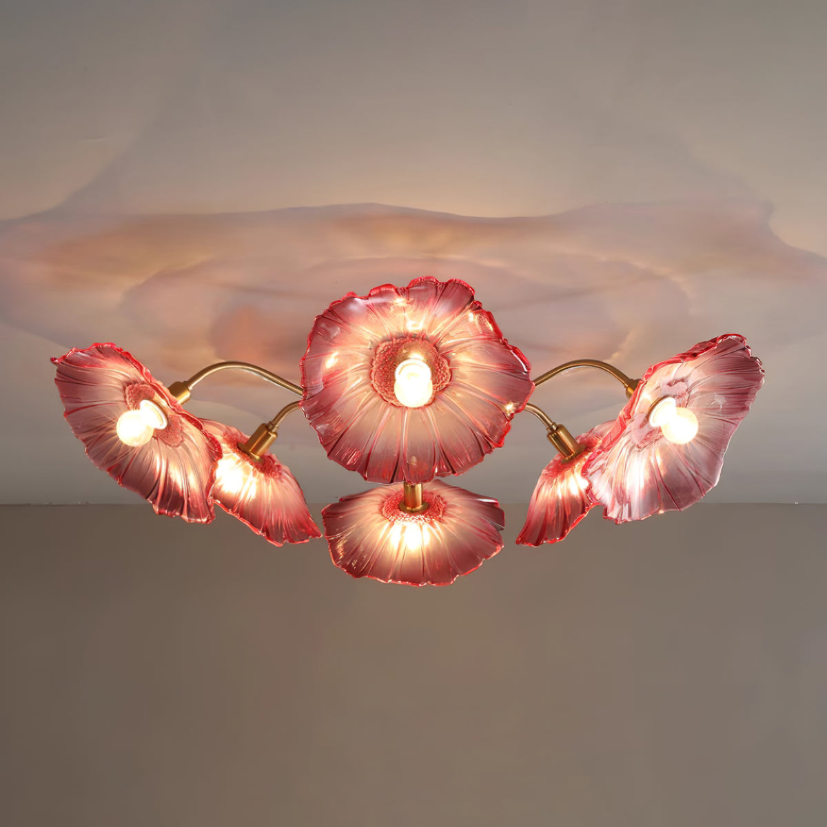 Solara Plafonnier en Verre Feuille avec Laiton Élégant