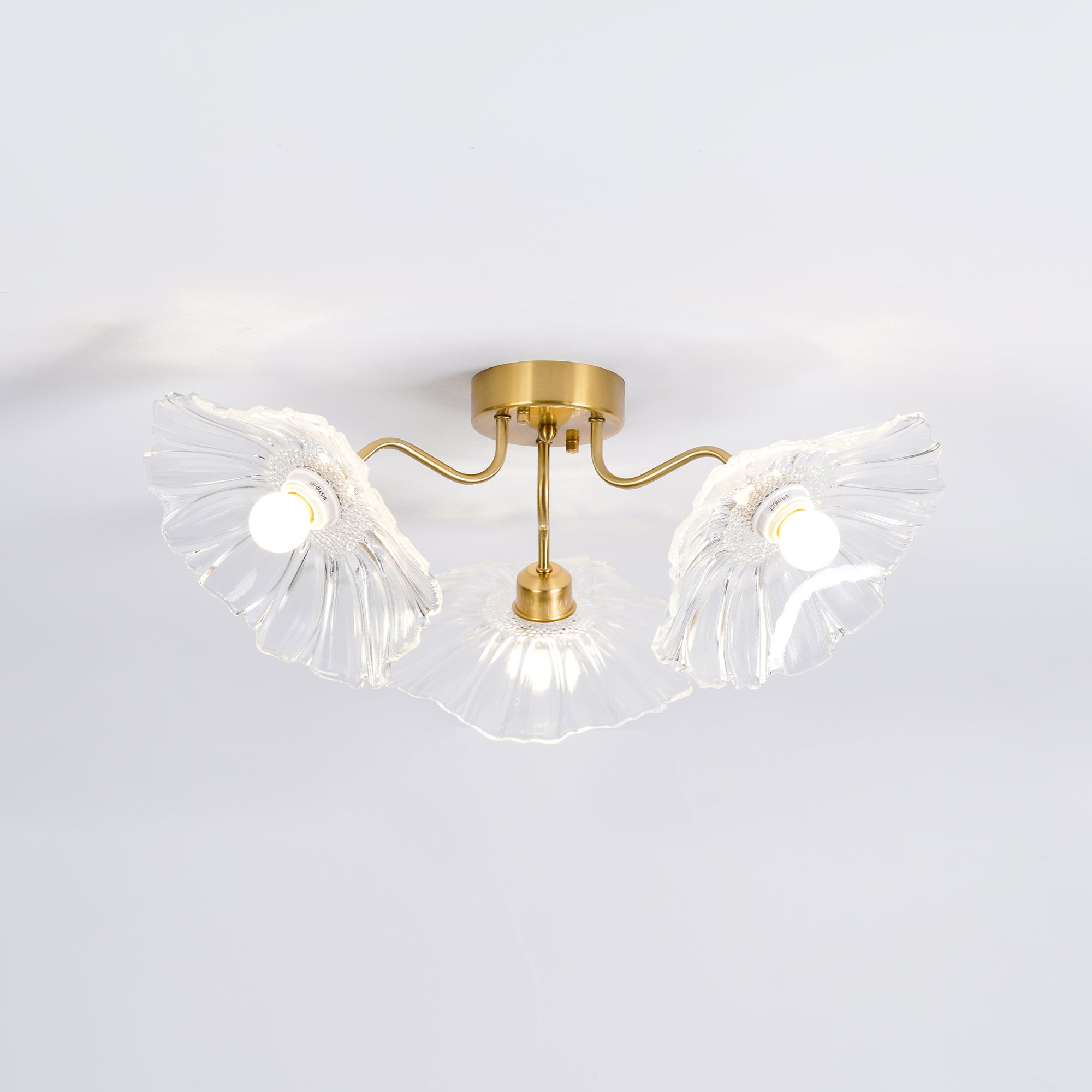Solara Plafonnier en Verre Feuille avec Laiton Élégant