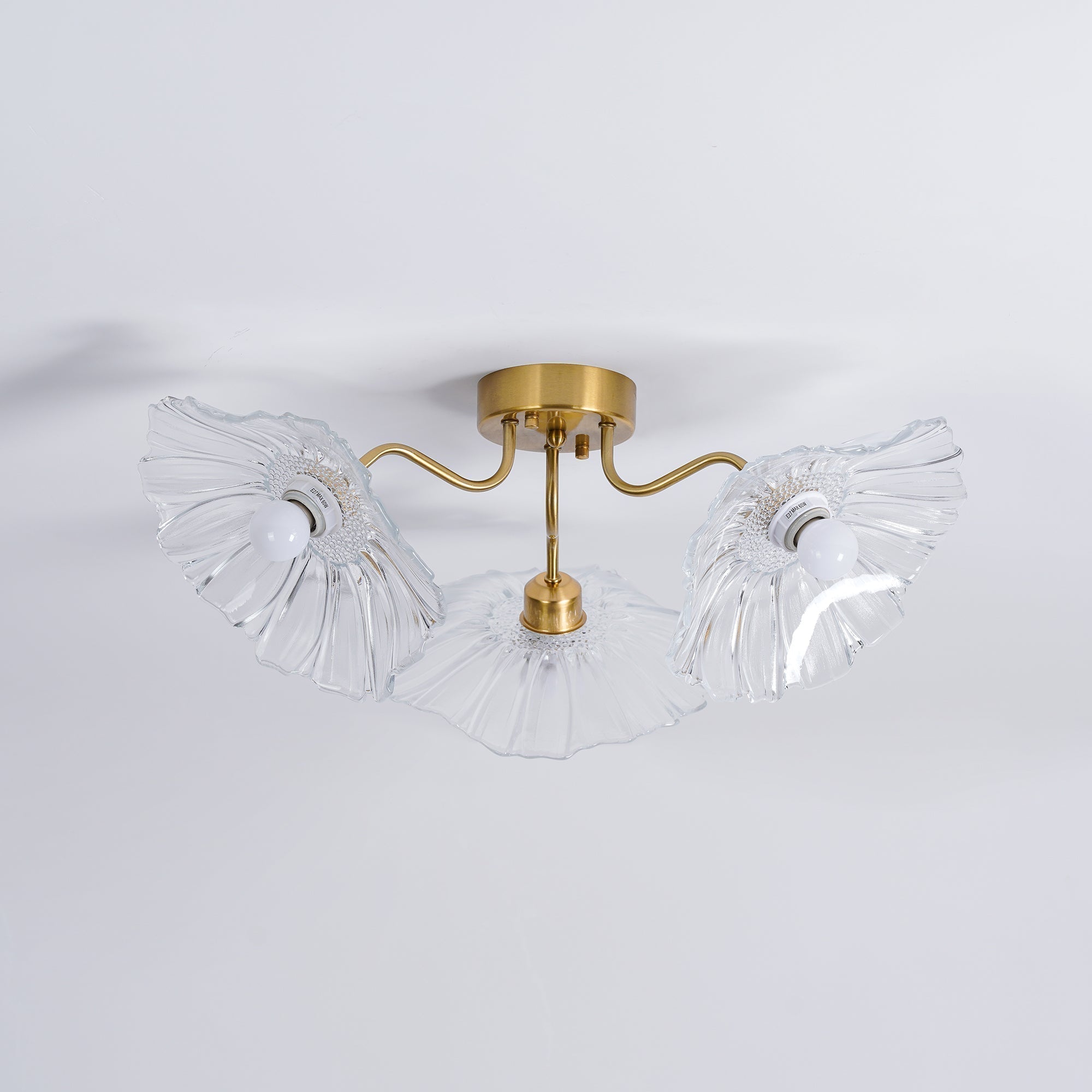 Solara Plafonnier en Verre Feuille avec Laiton Élégant