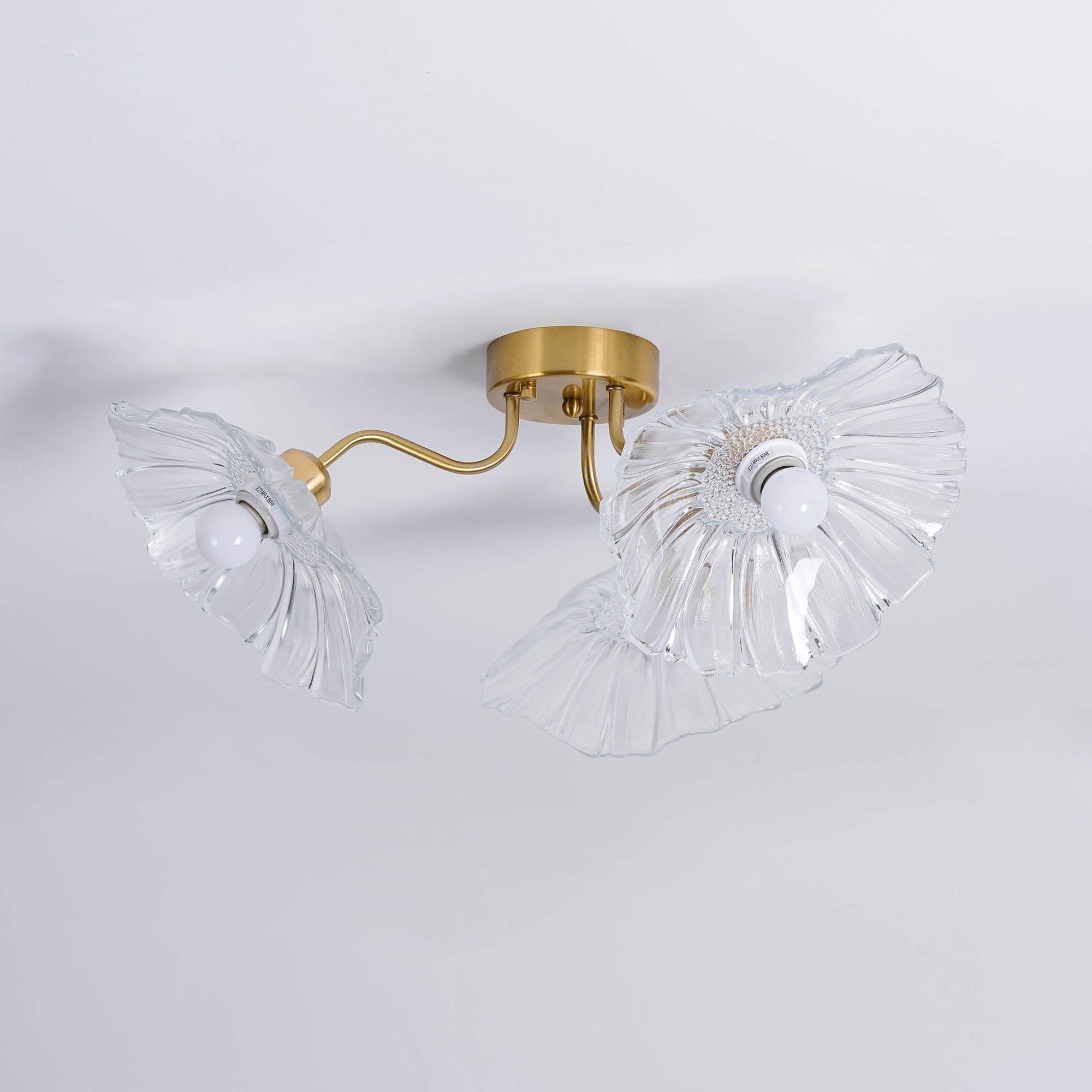 Solara Plafonnier en Verre Feuille avec Laiton Élégant