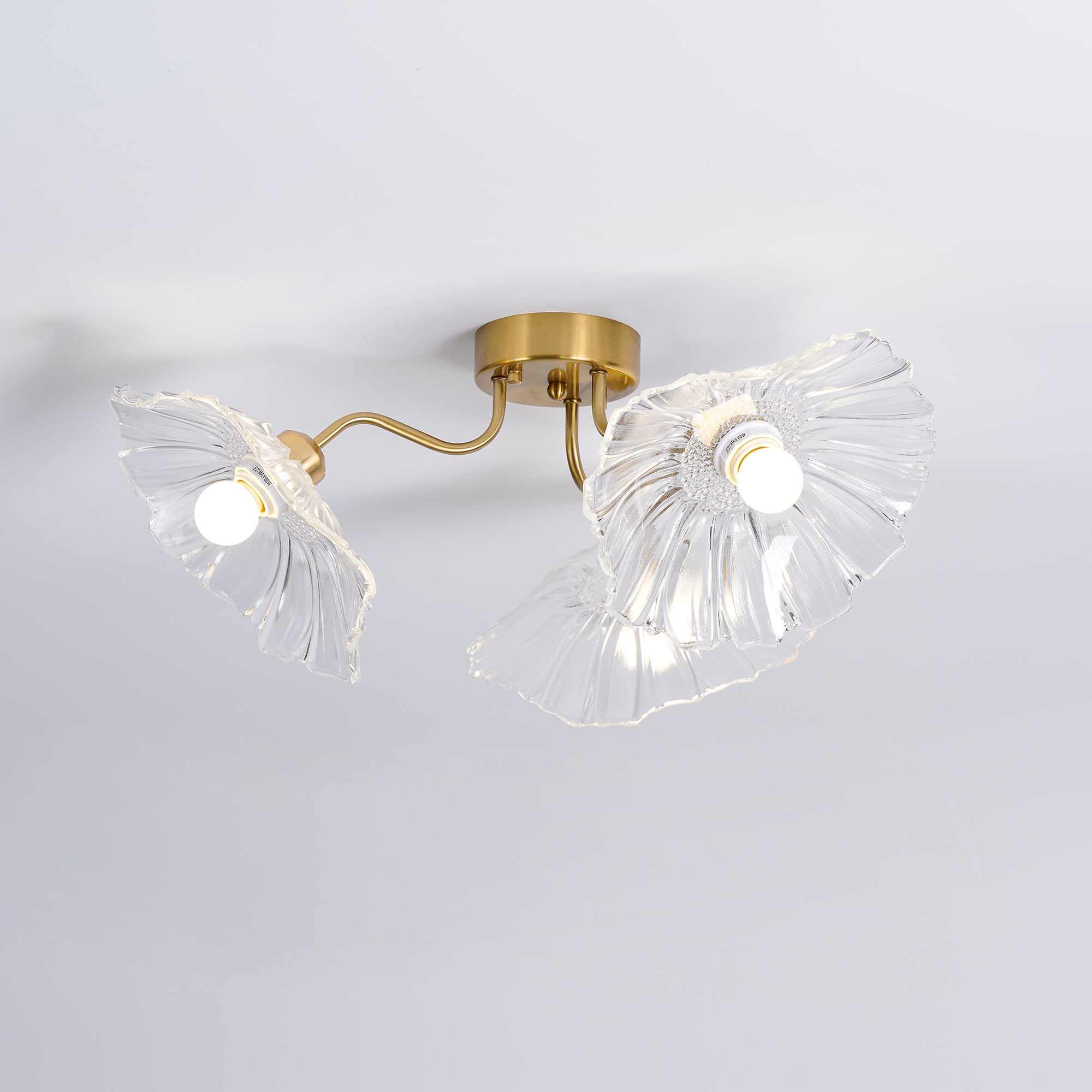 Solara Plafonnier en Verre Feuille avec Laiton Élégant