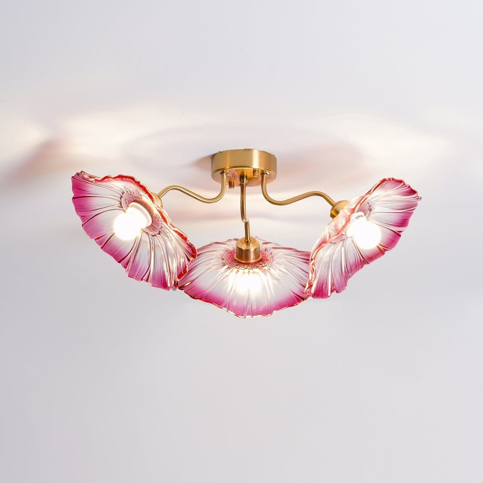 Solara Plafonnier en Verre Feuille avec Laiton Élégant