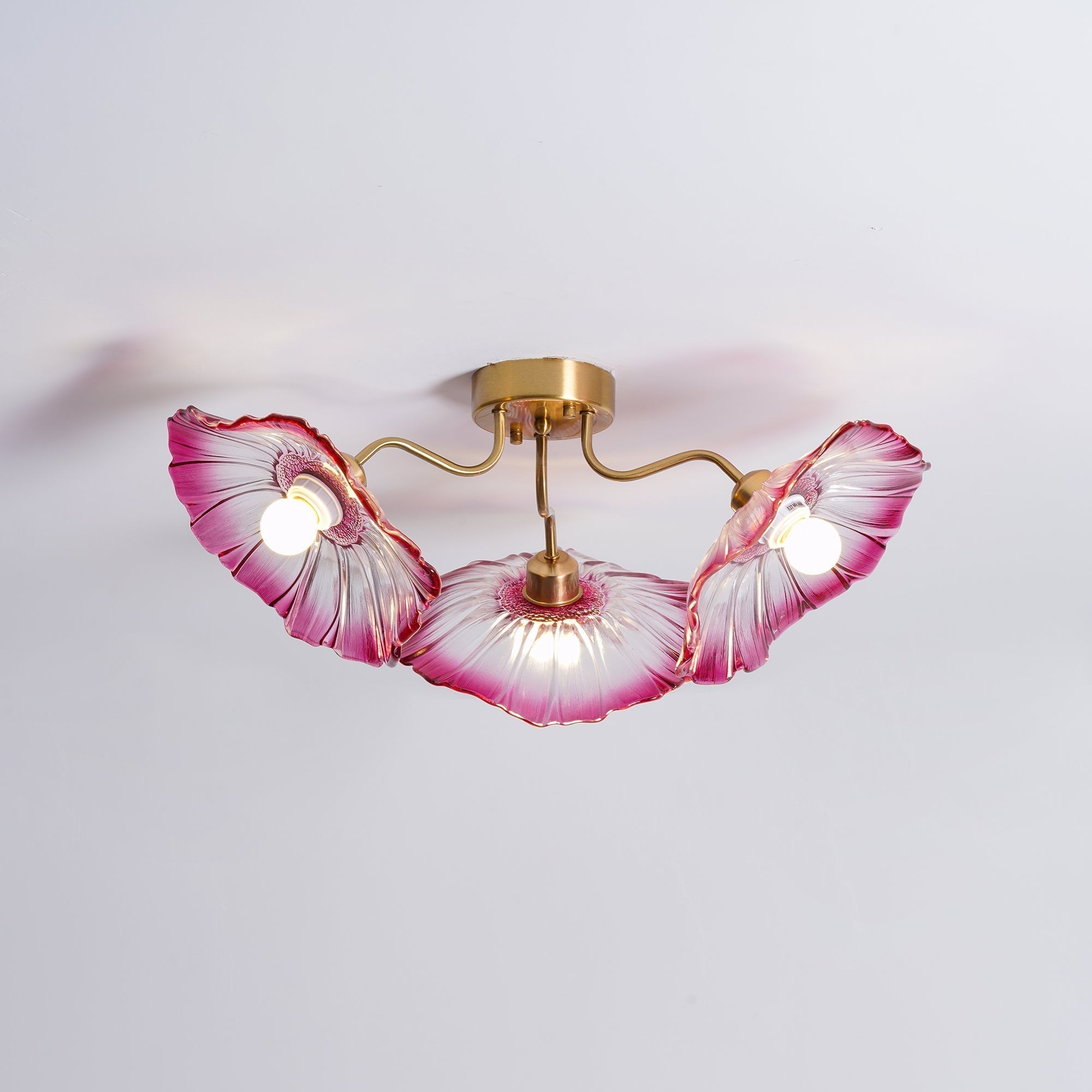 Solara Plafonnier en Verre Feuille avec Laiton Élégant