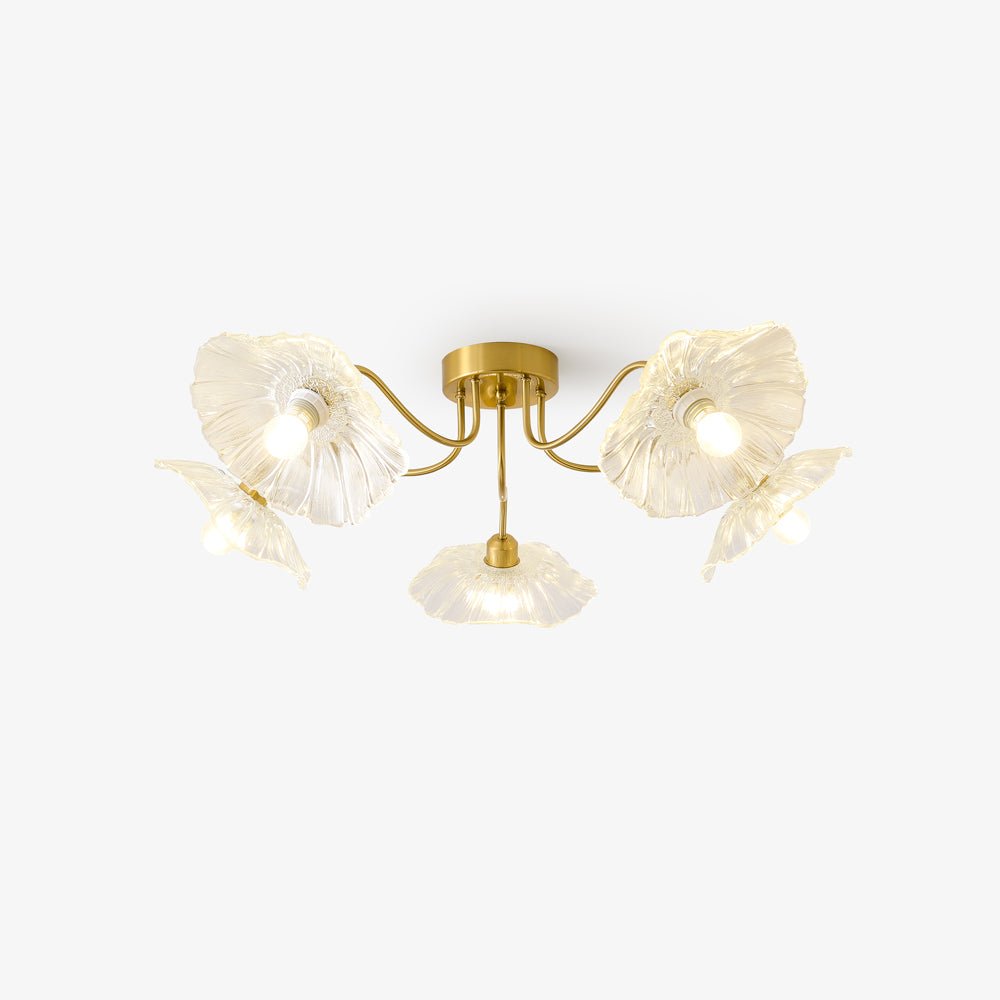 Solara Plafonnier en Verre Feuille avec Laiton Élégant