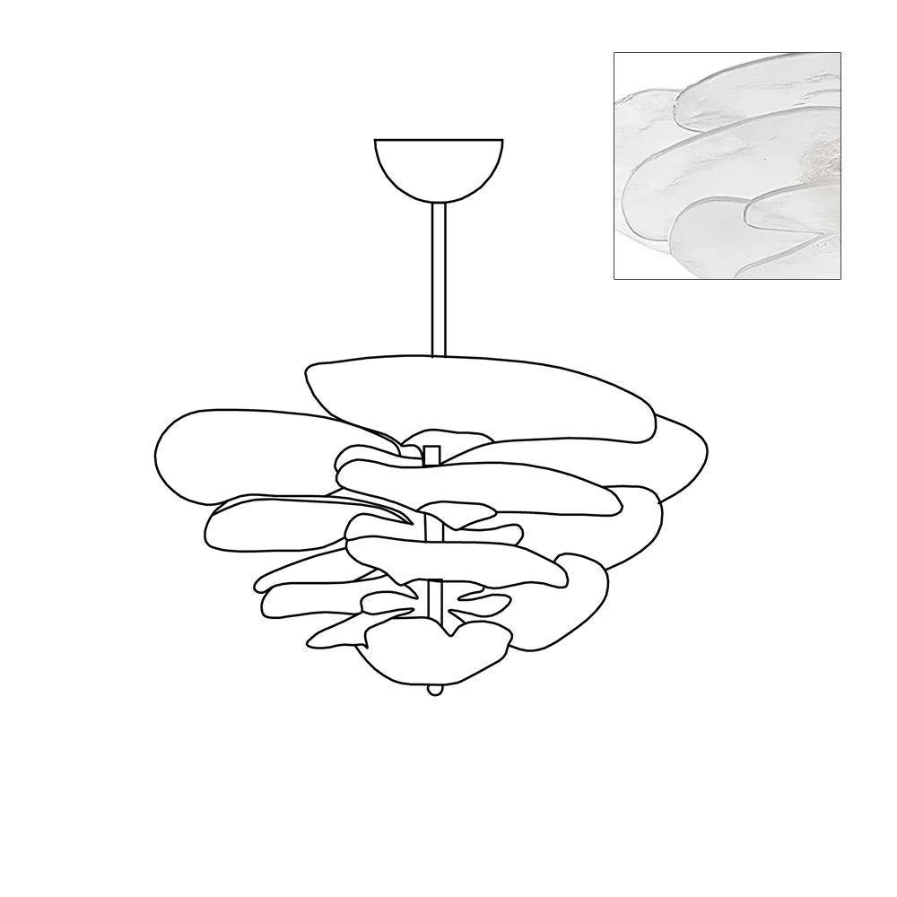 Lotus Lustre Contemporain en Verre à Feuilles Superposées