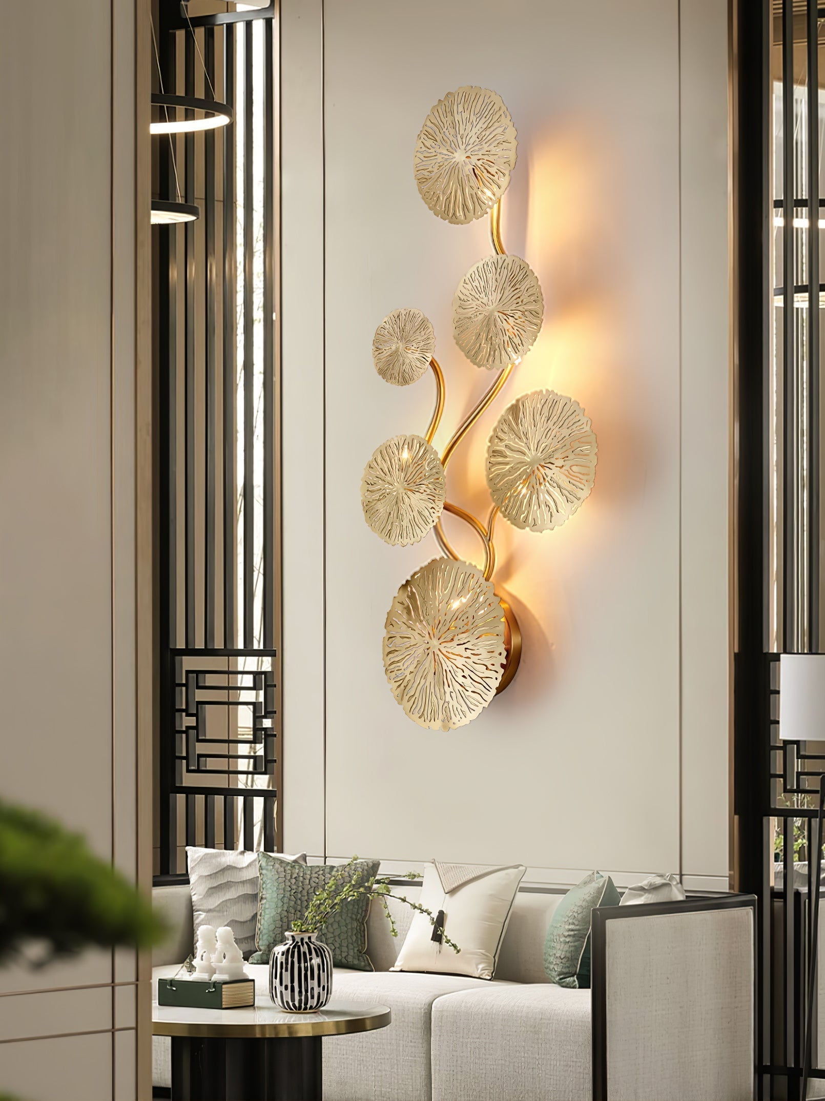 Lustra Applique Murale Feuille De Lotus En Laiton