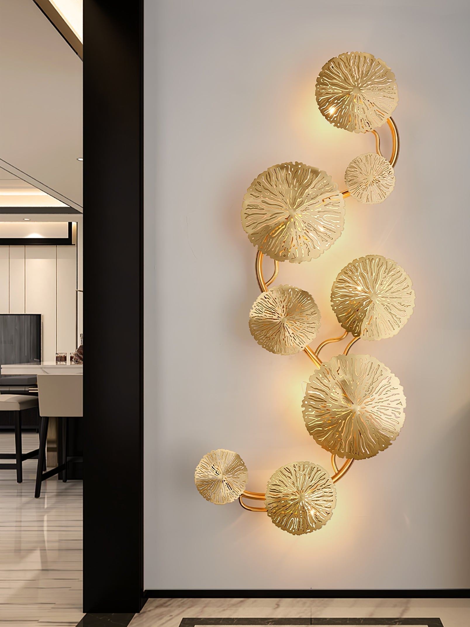 Lustra Applique Murale Feuille De Lotus En Laiton