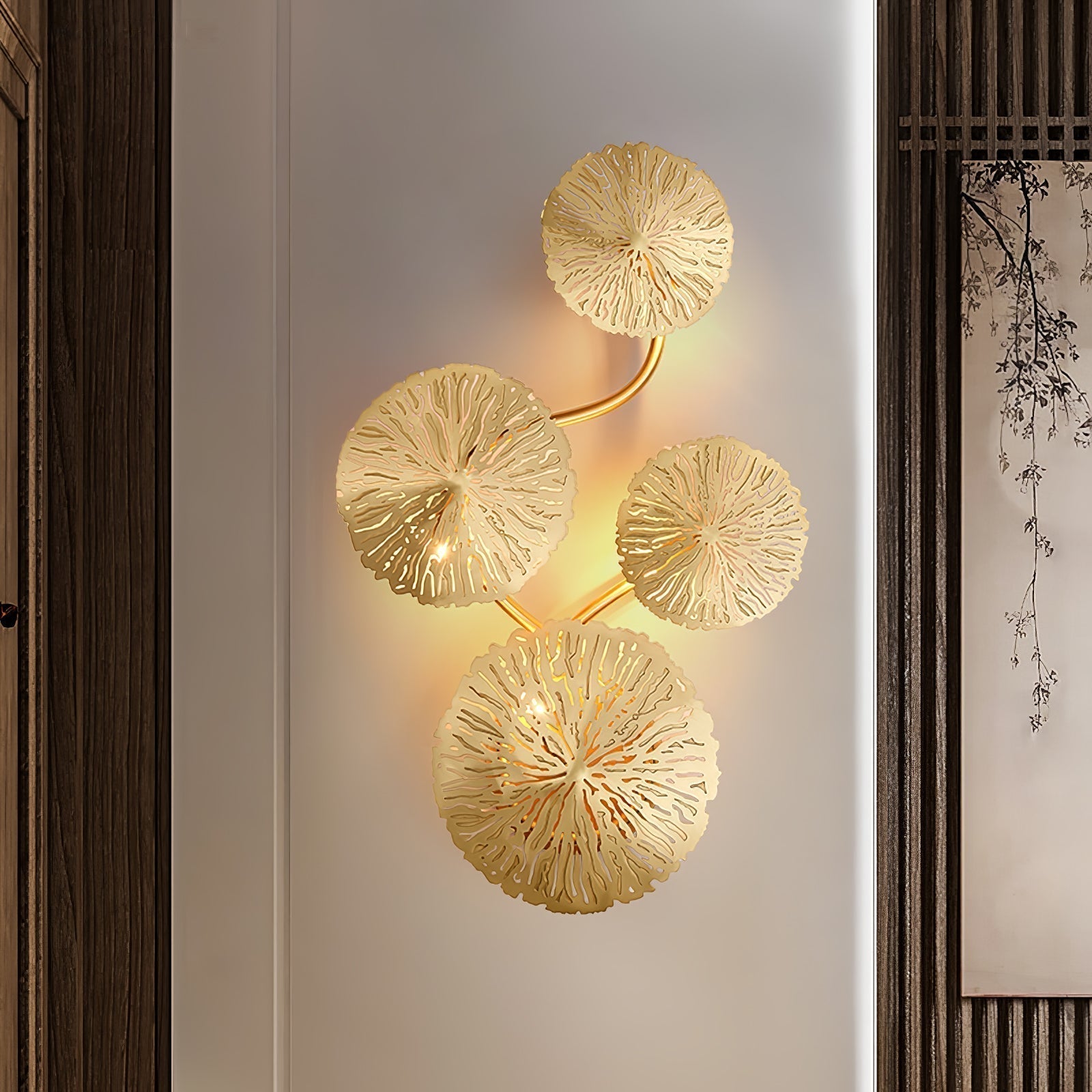 Lustra Applique Murale Feuille De Lotus En Laiton