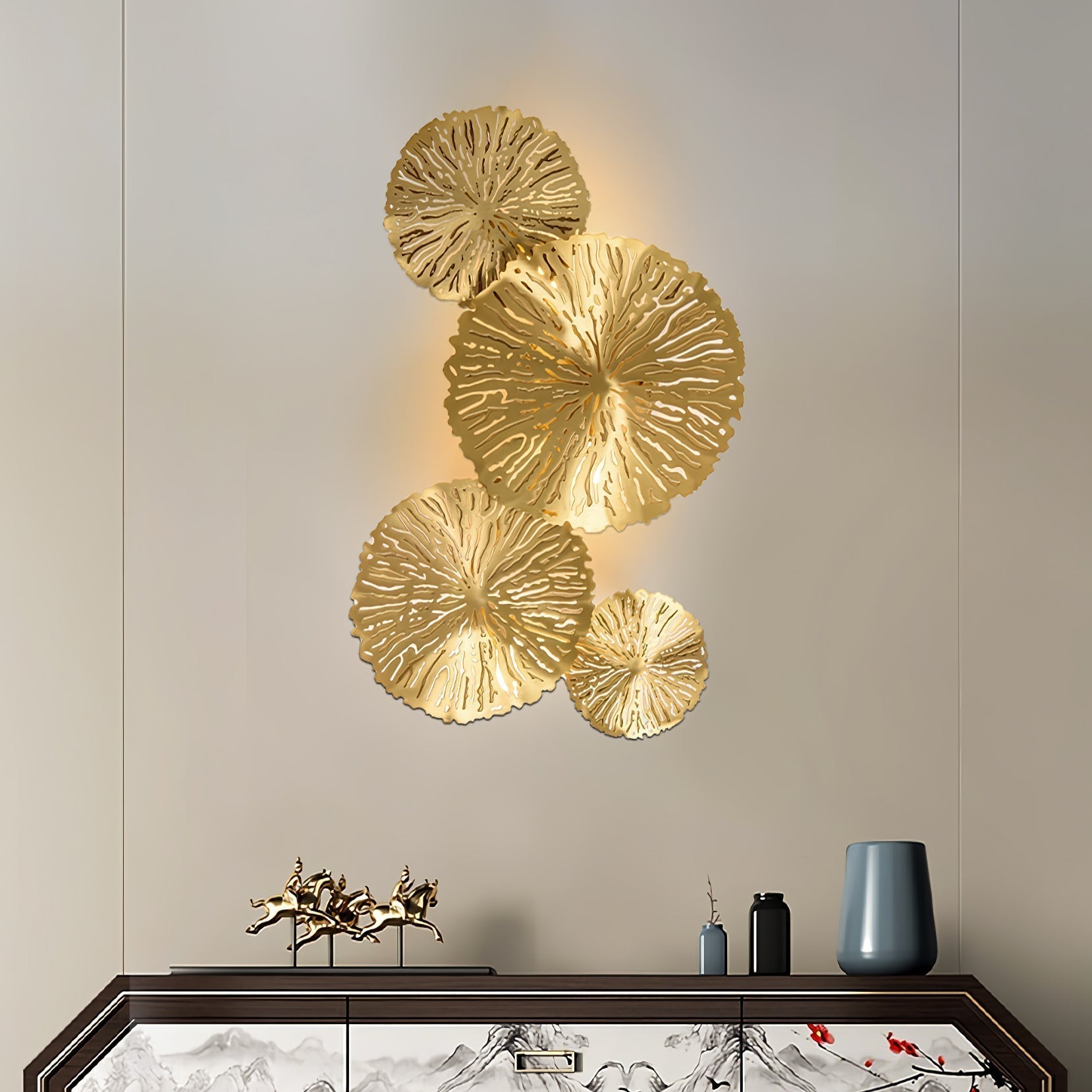 Lustra Applique Murale Feuille De Lotus En Laiton